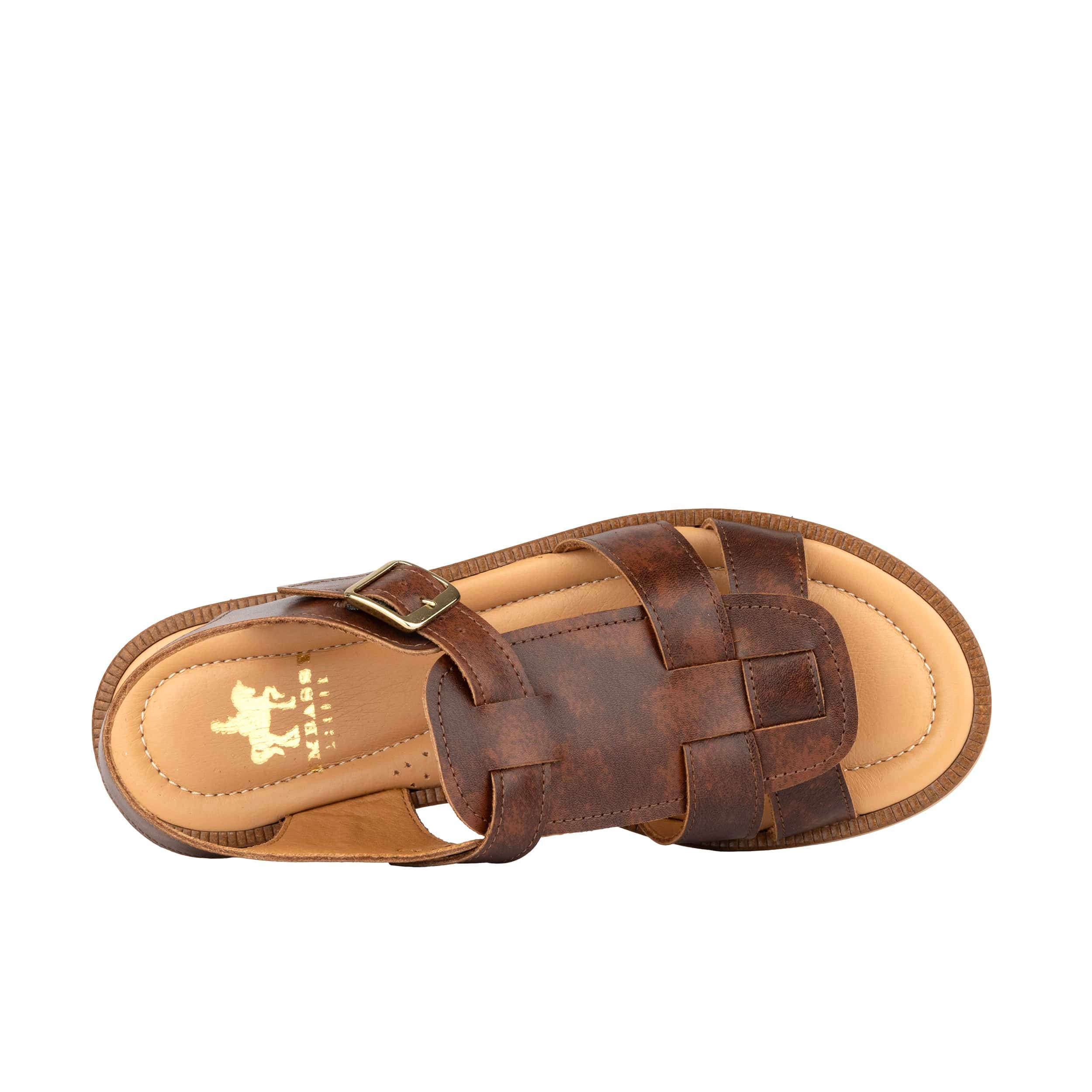 Fiona - Brown - Women's Leather Gladiator Strap Sandals