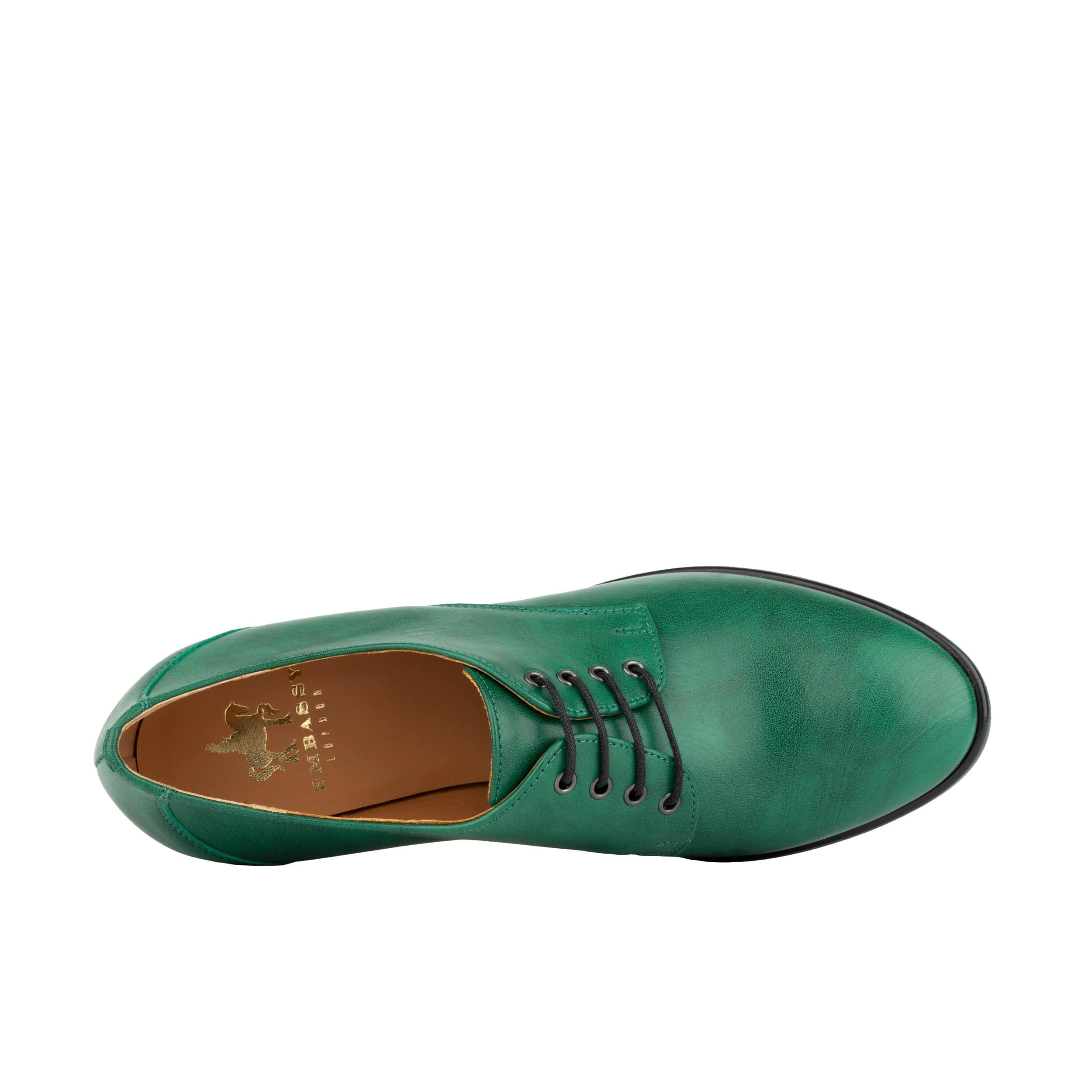Roulette - Green - Women's leather heeled oxford lace-up
