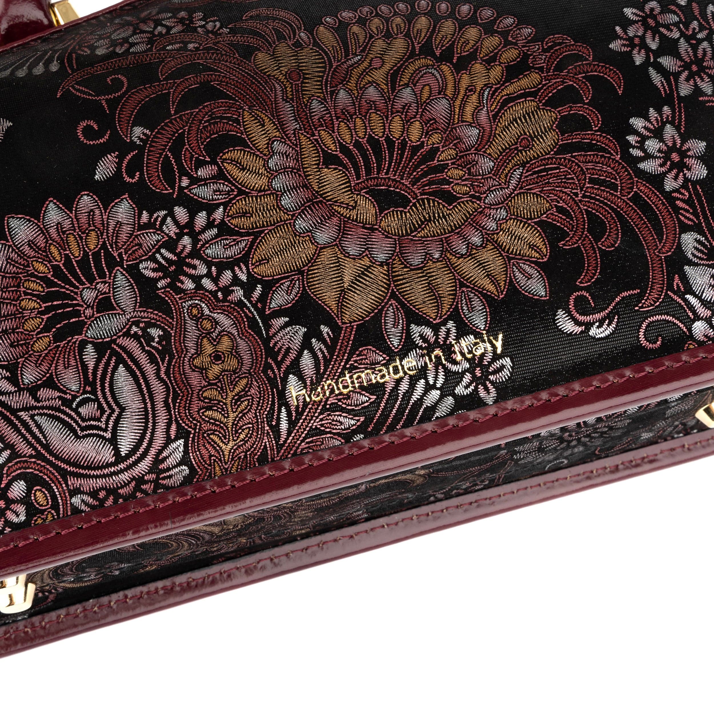 Gazelle - Floral & Burgundy - Women’s patent leather top handle & crossbody bag