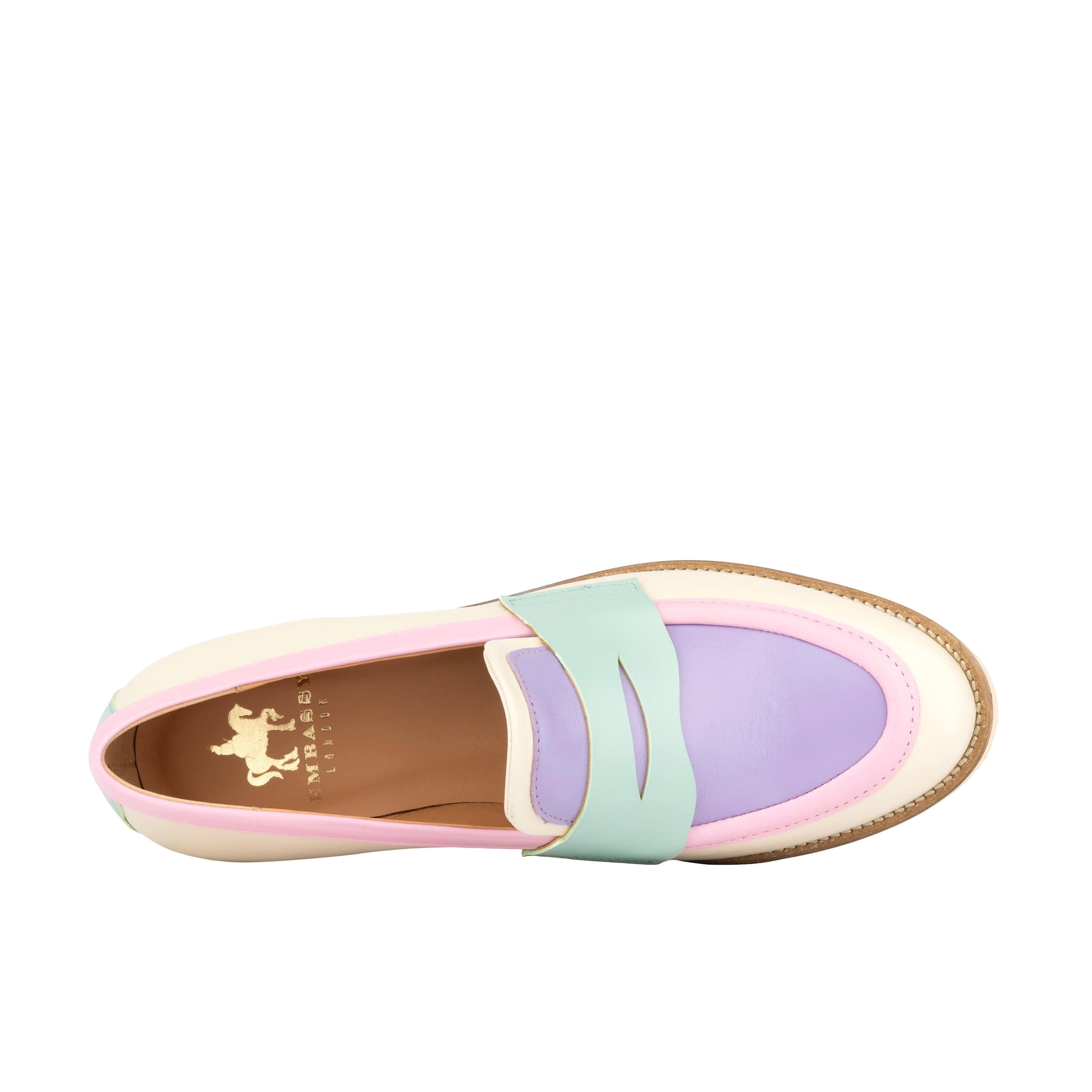 Kay - Multi Pastel - Women's leather dressy almond toe loafer in pastel colours