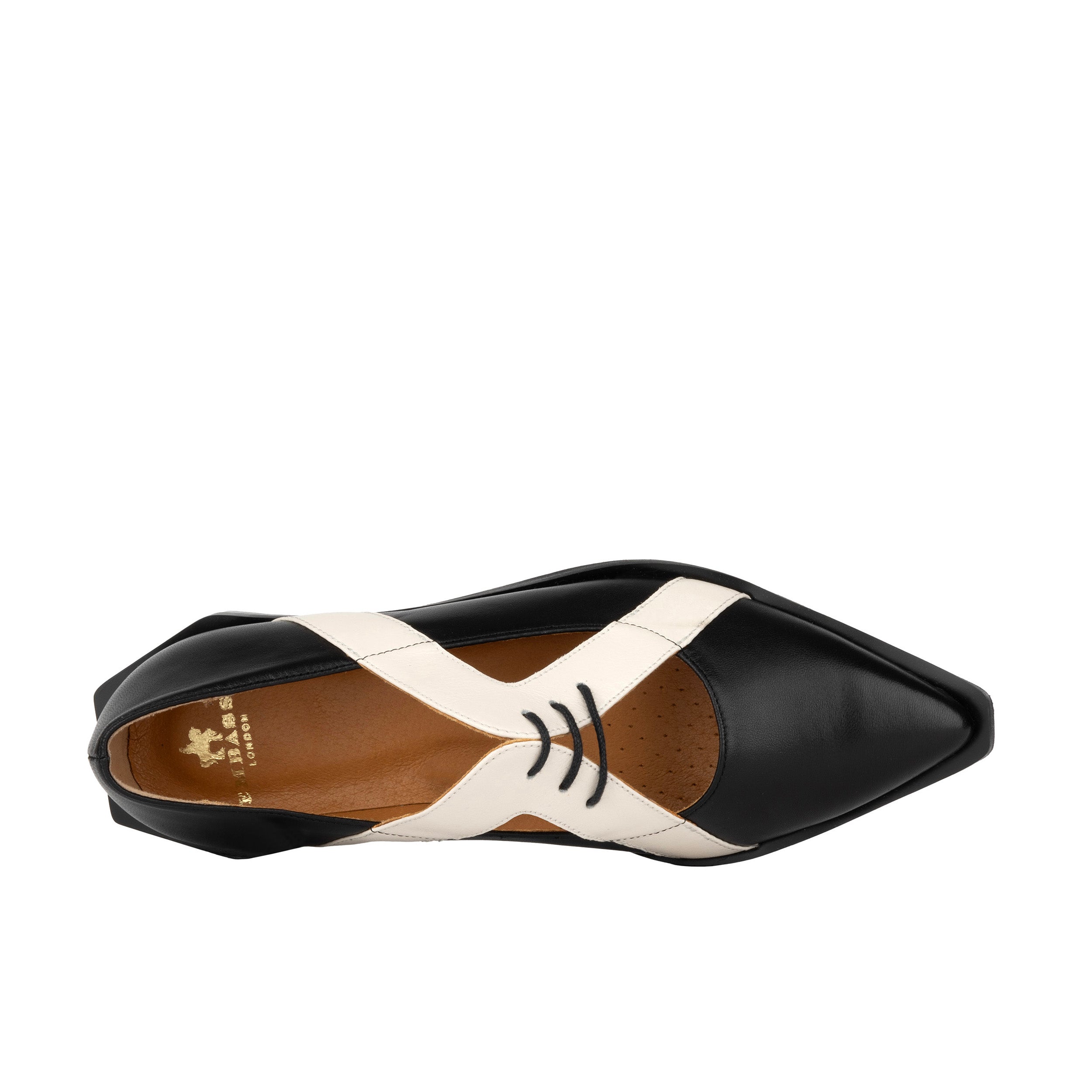 Harlowe - Black & White - Cutout leather lace up shoe