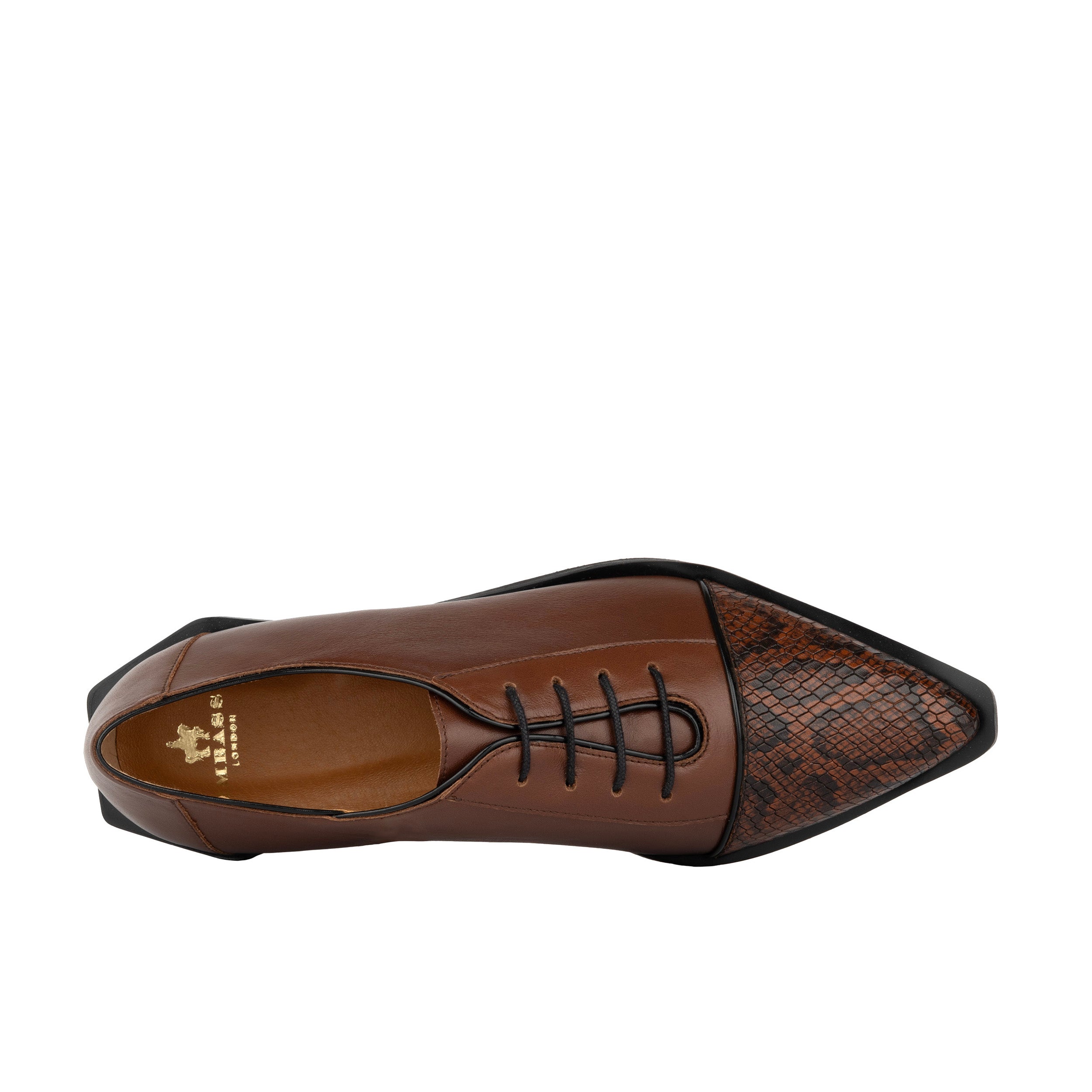 Sloan - Brown & Snake - Women's Leather Oxford with Snakeskin toe