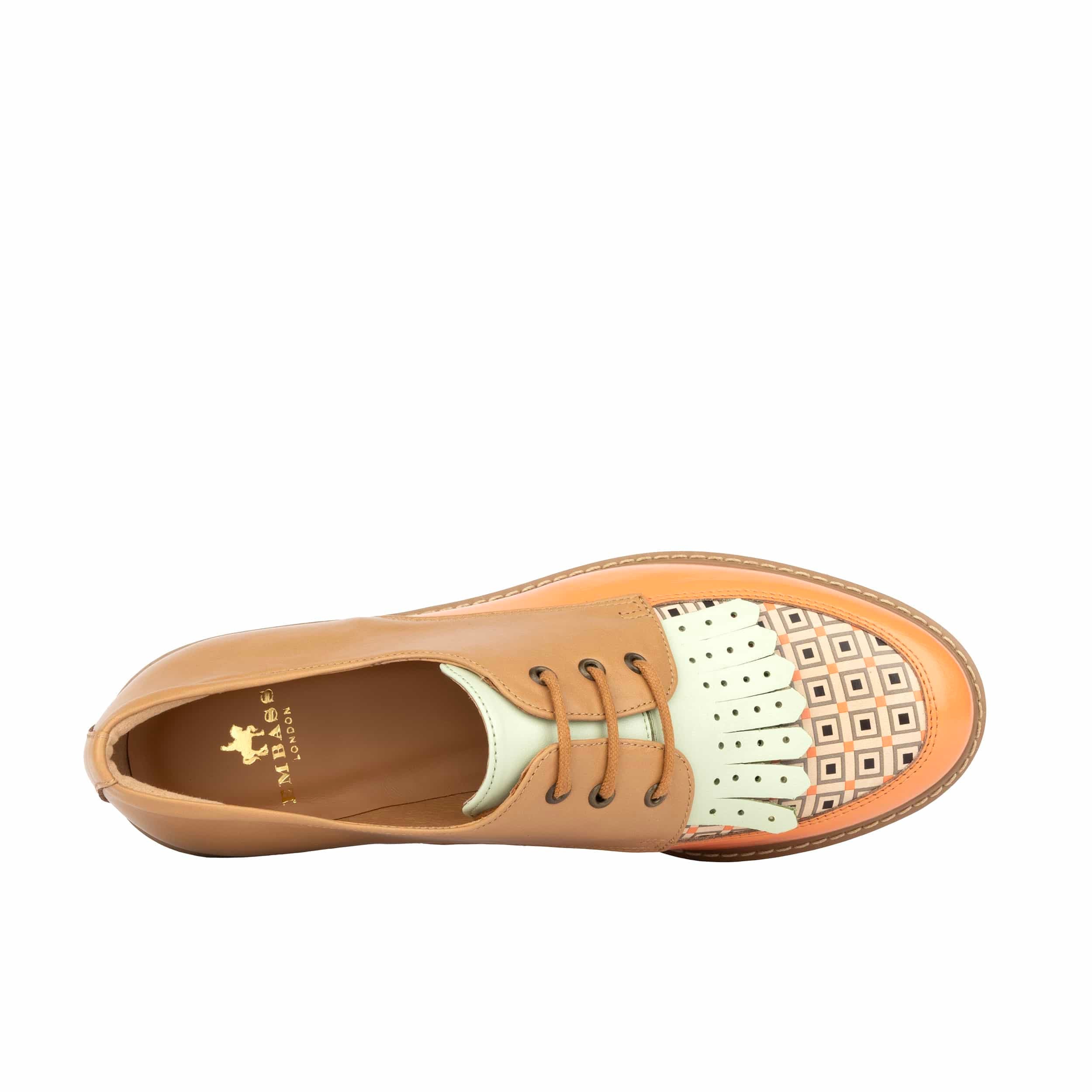 Retro Tone - Tan & Pastels - Women's leather lace-up with signature kiltie detail
