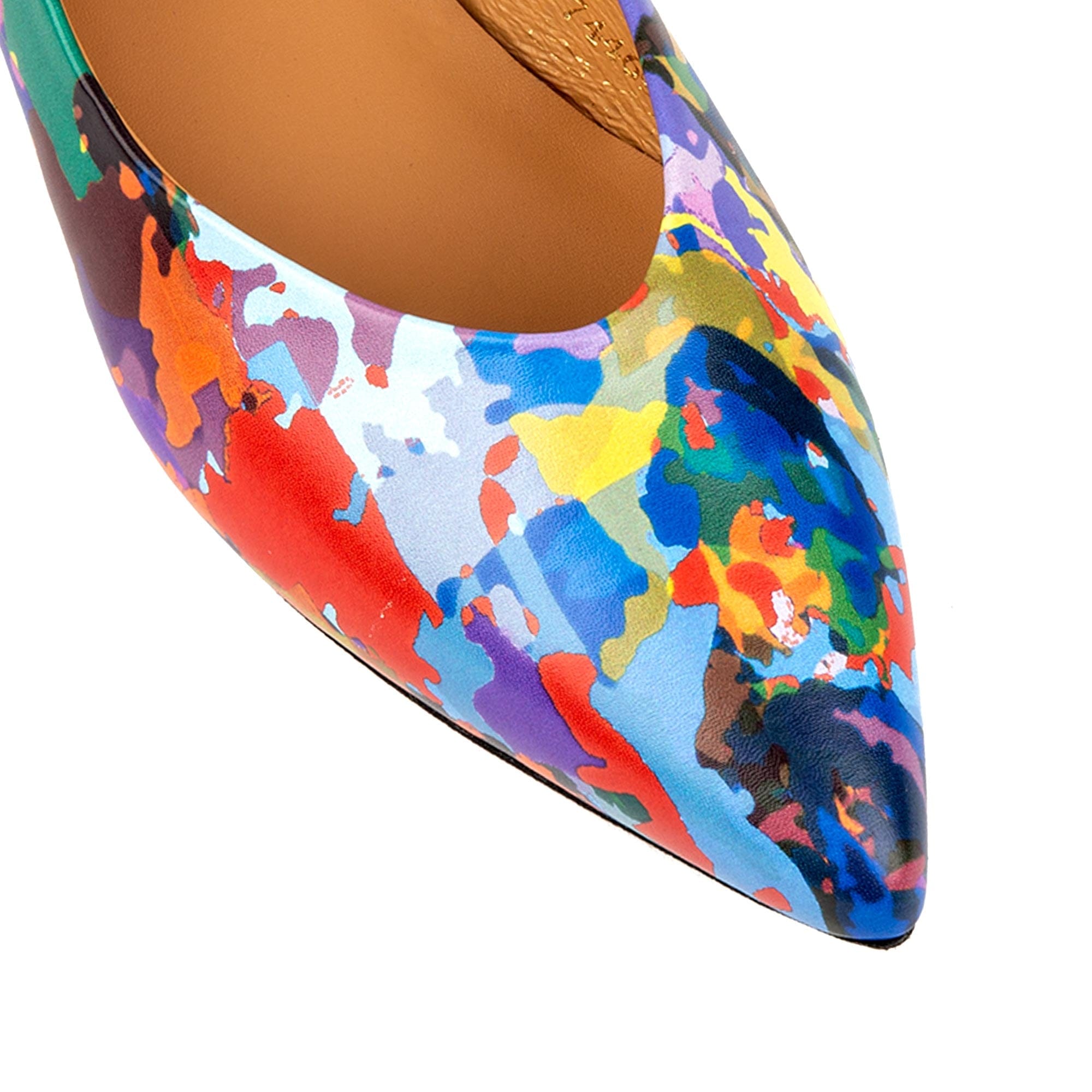 Holly - Summer Colours -Women's pointed toe printed leather slingbacks