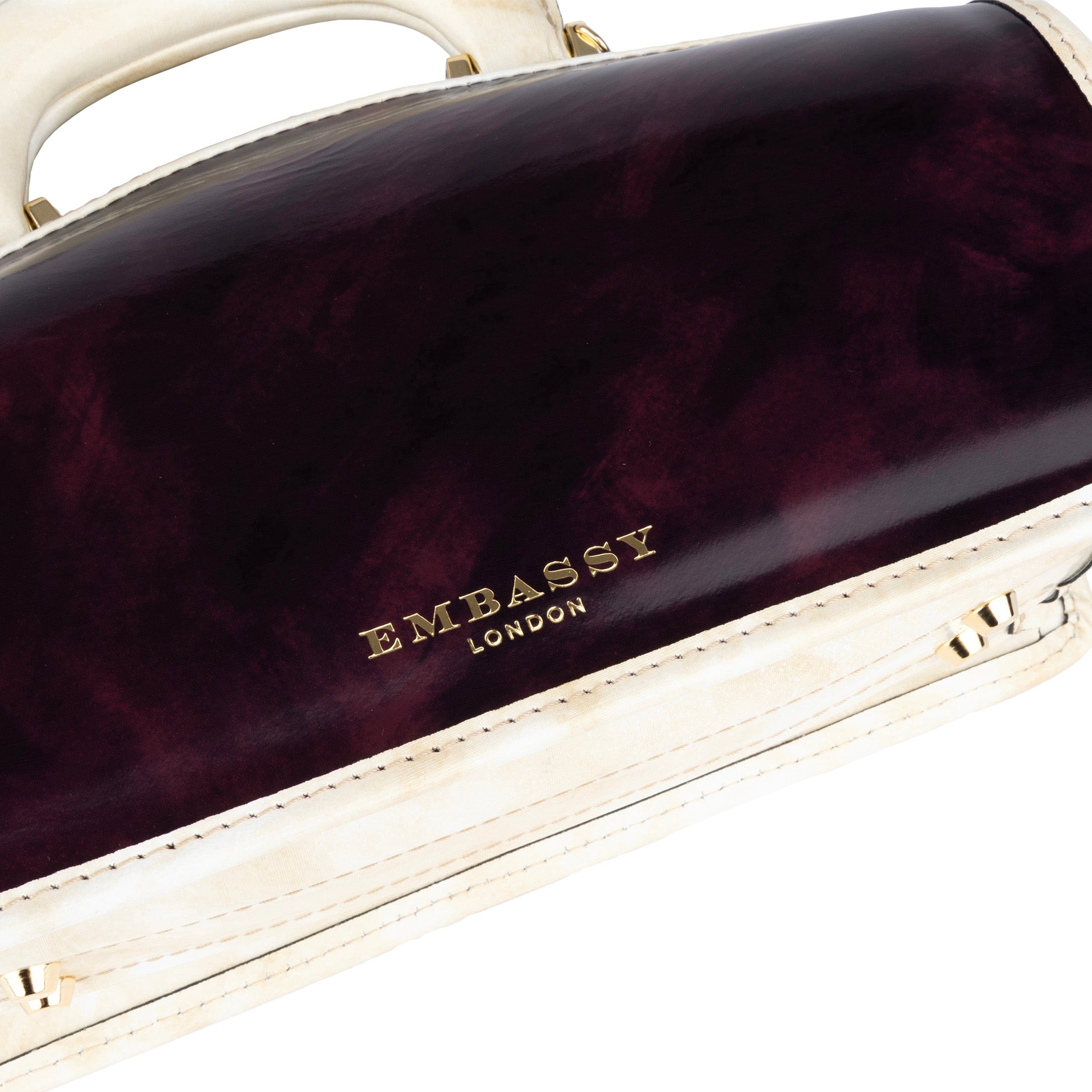 Gazelle - Burgundy & Cream - Women’s patent leather top handle & crossbody bag