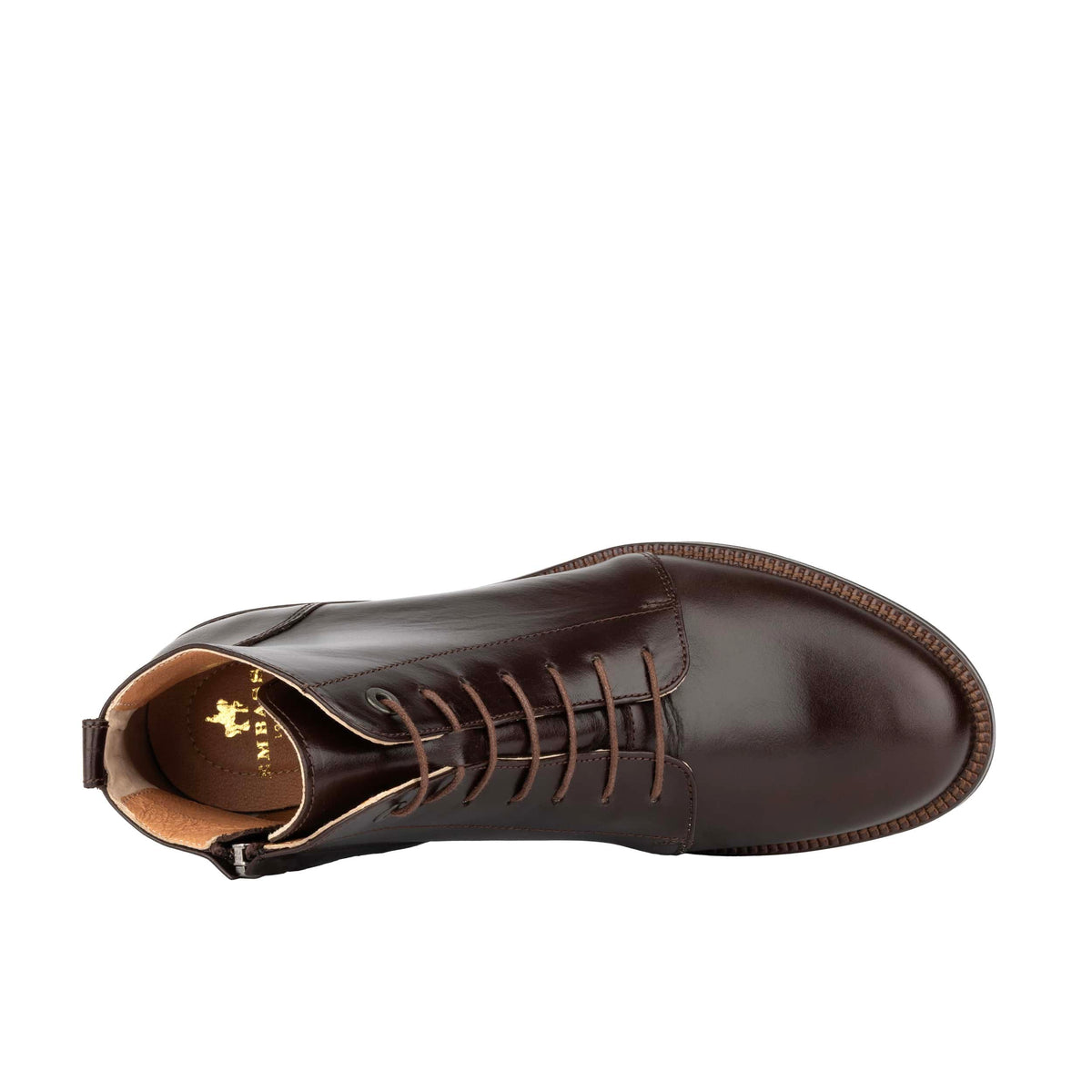 Marcella - Brown - Women's Patent Leather Lace-Up Ankle Boots