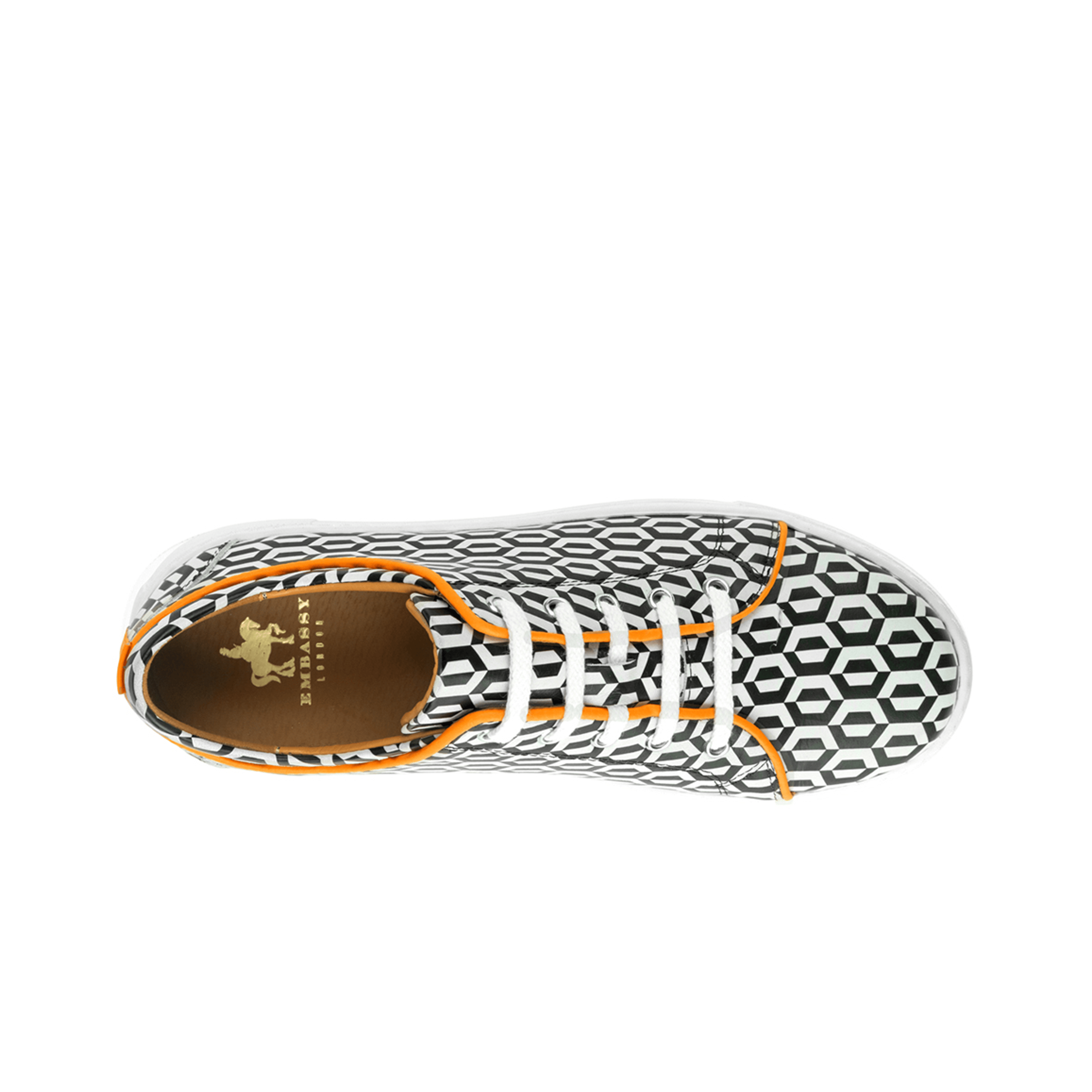Camila - Orange & Hexa Print - Women’s Chunky Leather Platform Trainer