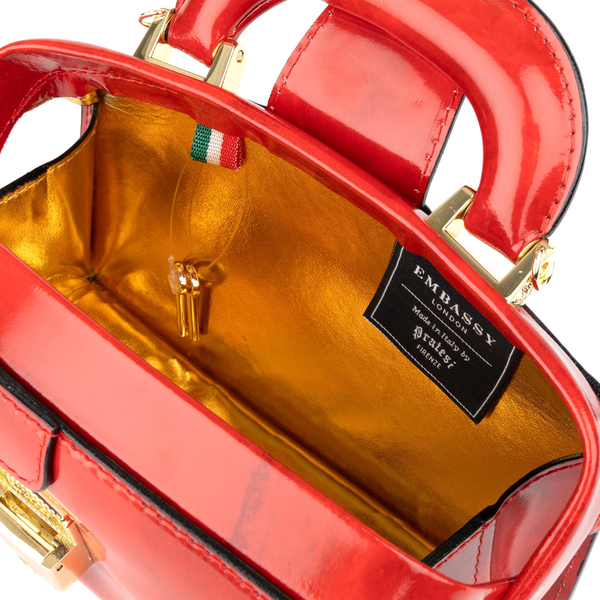 Gazelle Mini - Red - Women's mini patent bowling bag with handle and strap