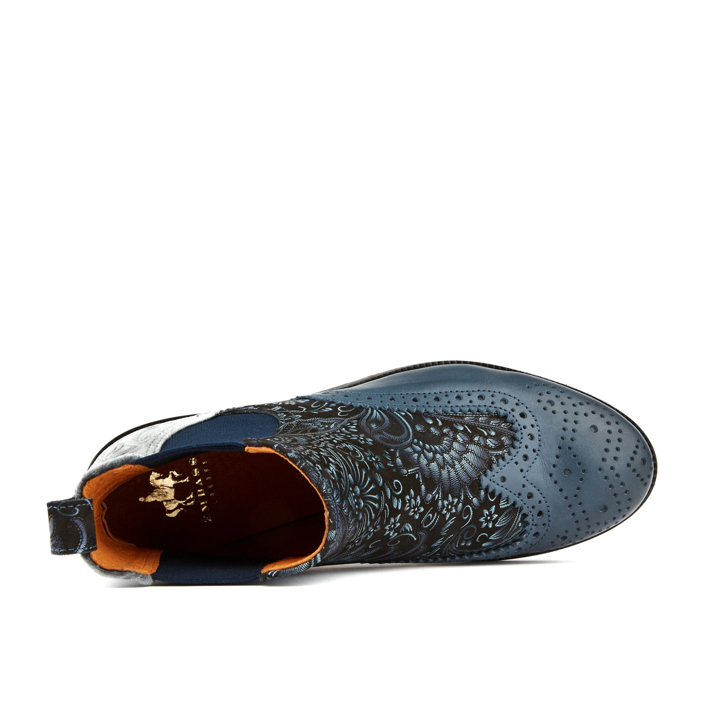 Mamacita - Silver Blue - Women's almond toe chelsea boot with wingtip brogue detail