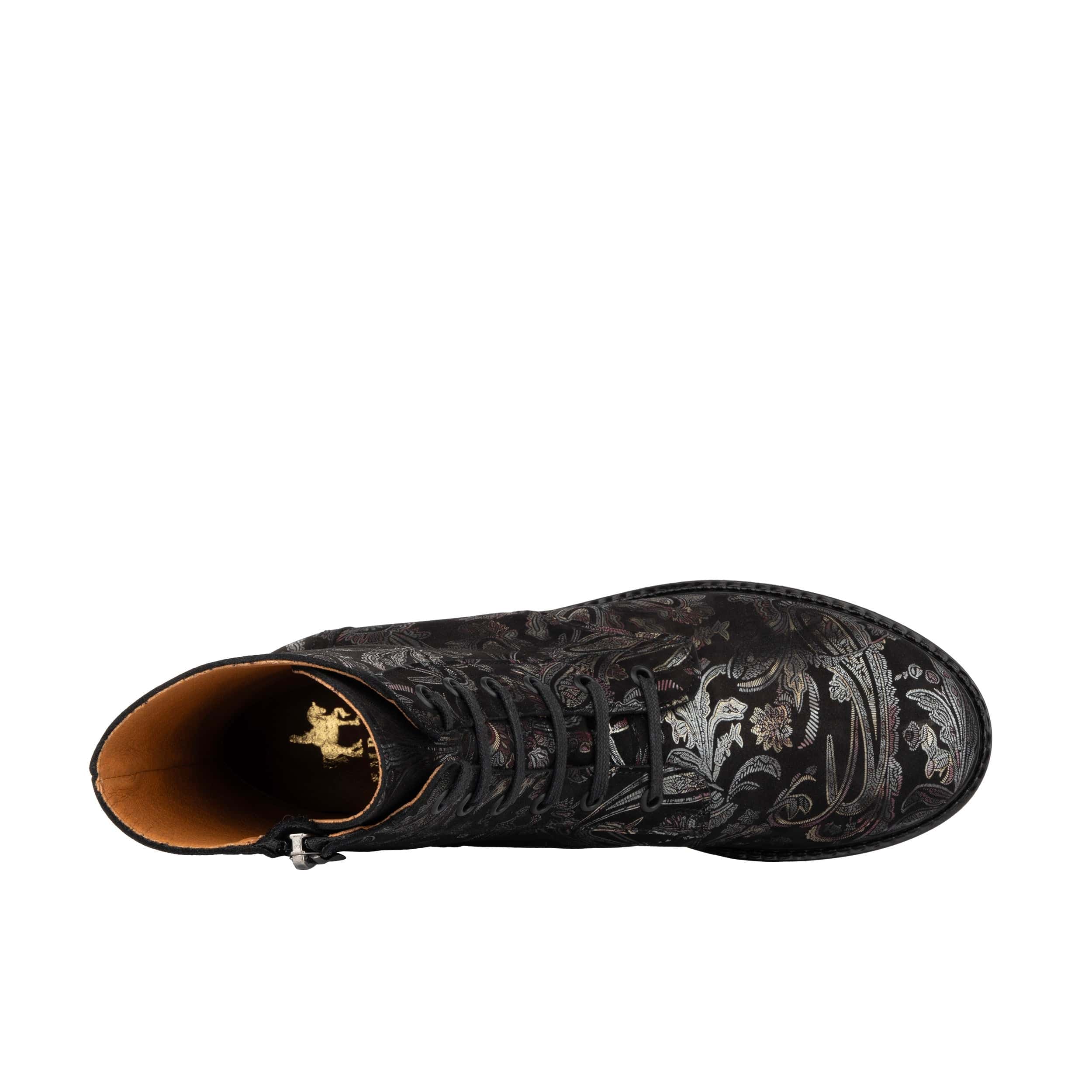 Laviva High - Black & Gold & Burgundy - Women's leather wide-fit high ankle boot