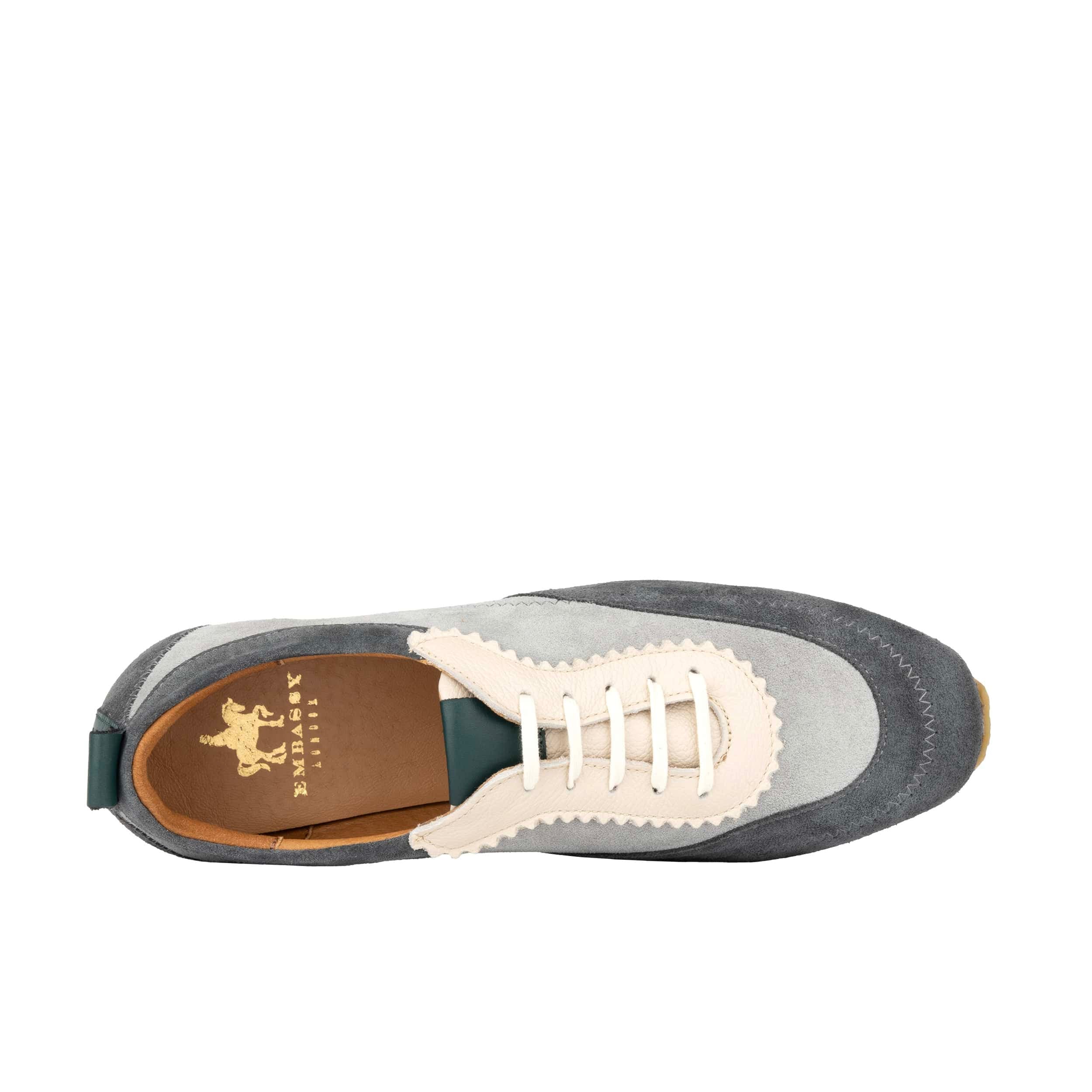 Shoreditch - Grey - Women's Leather & Suede Slim Trainer