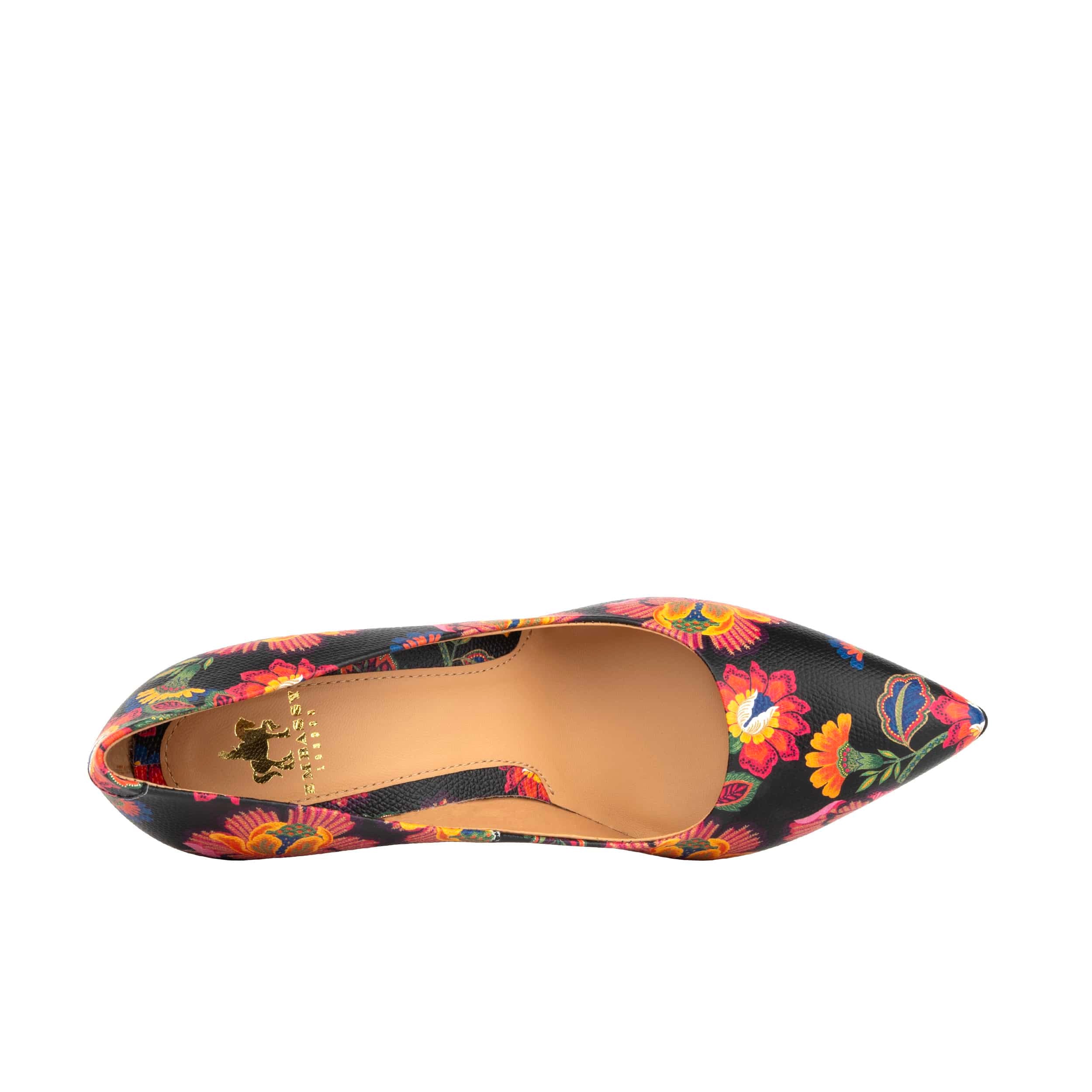 Emily Hollywood - Red Flowers - Women's pointy 4 inch multicolour leather pump