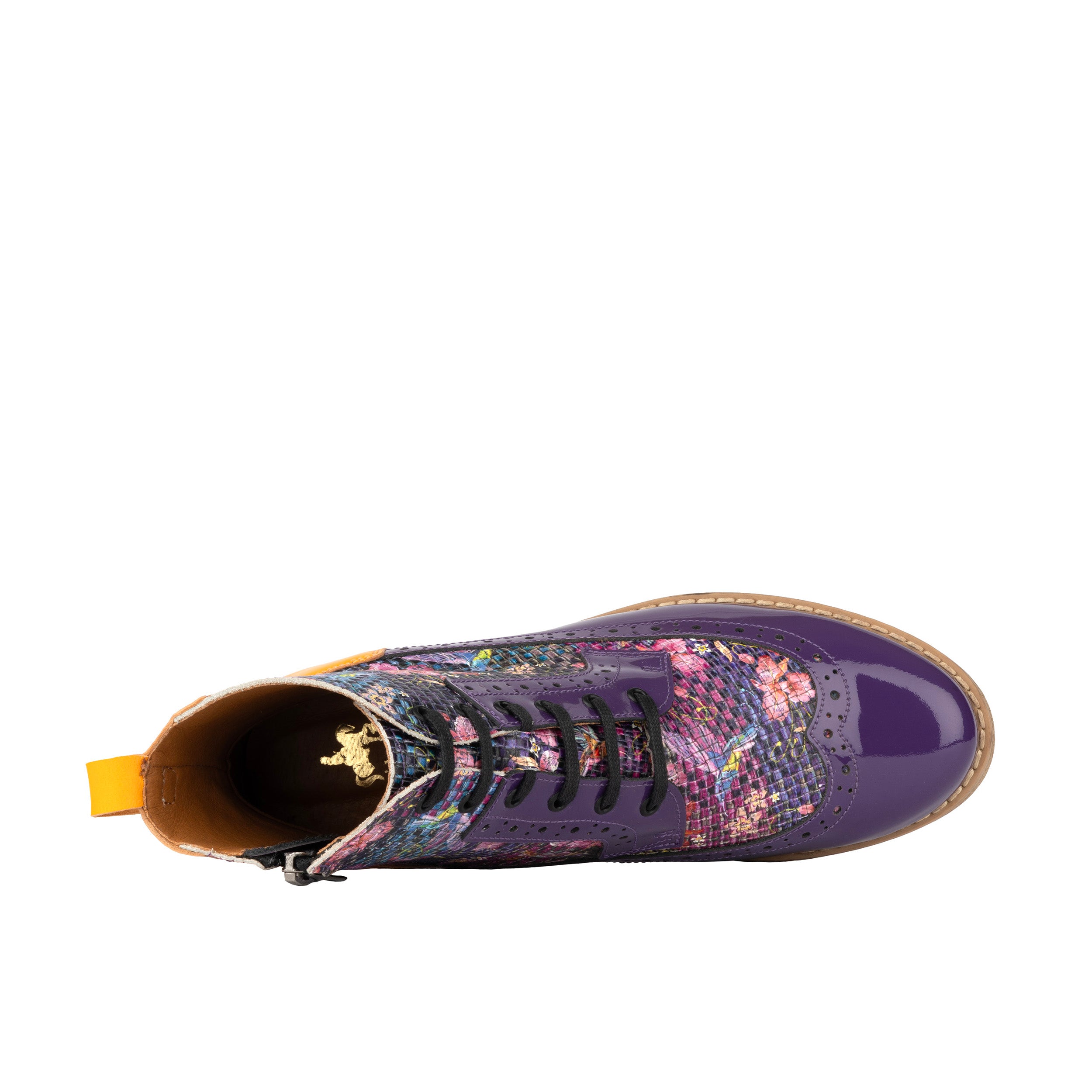 Hatter - Purple & Hummingbird - Women's Leather Ankle Lace-up Boot
