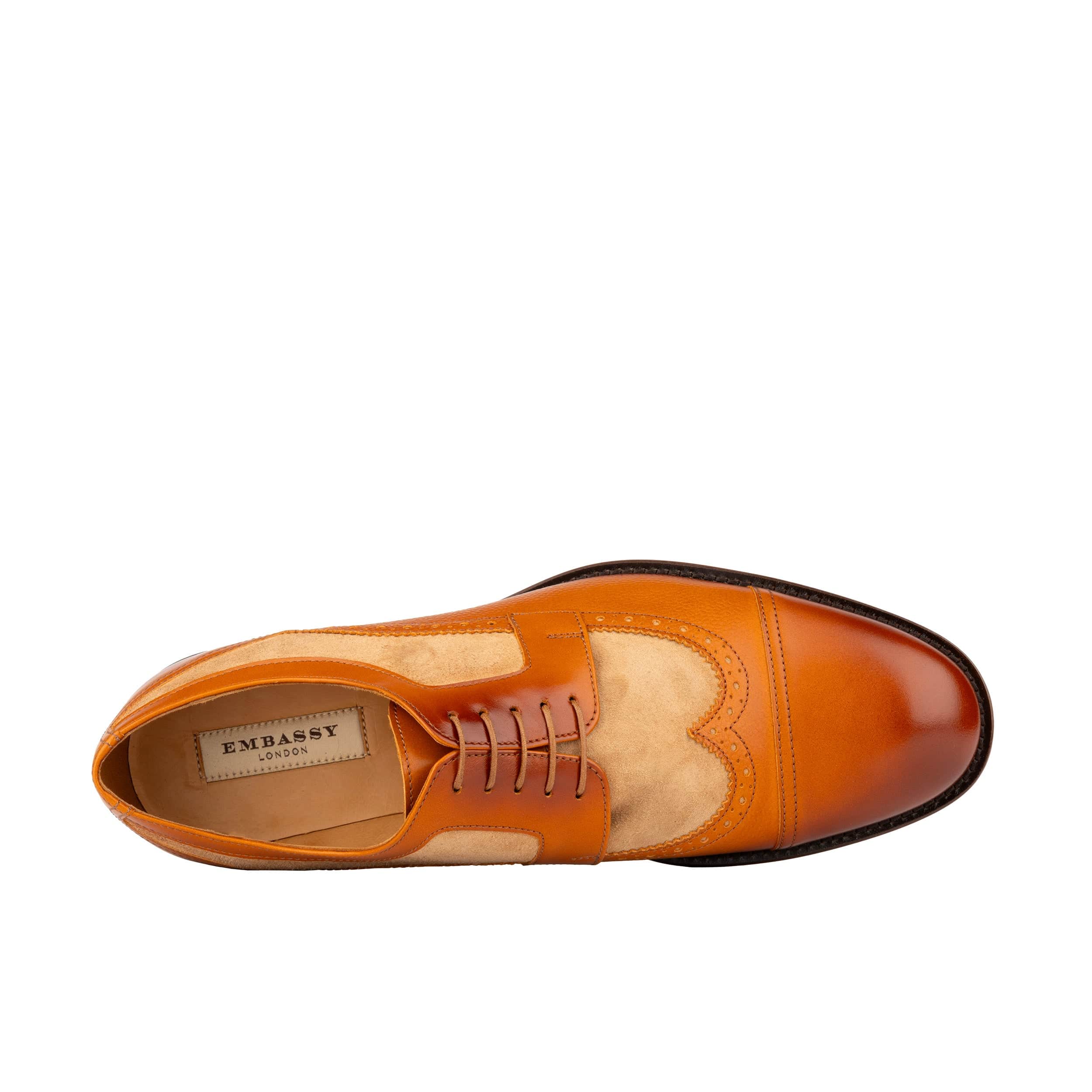 Orlando - Tan - Men's toe cap leather brogue with full leather lining