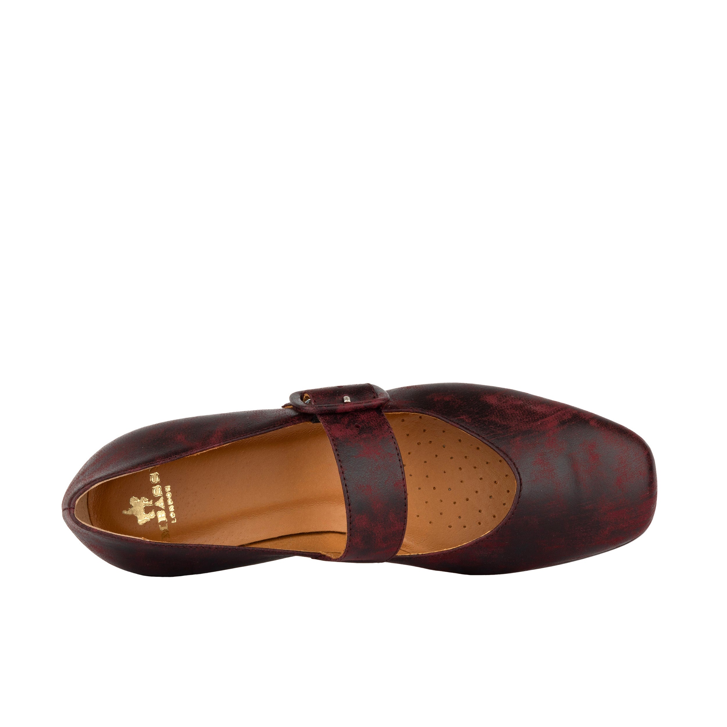 Bliss - Burgundy - Women's block heel square toe patent leather Mary-Jane