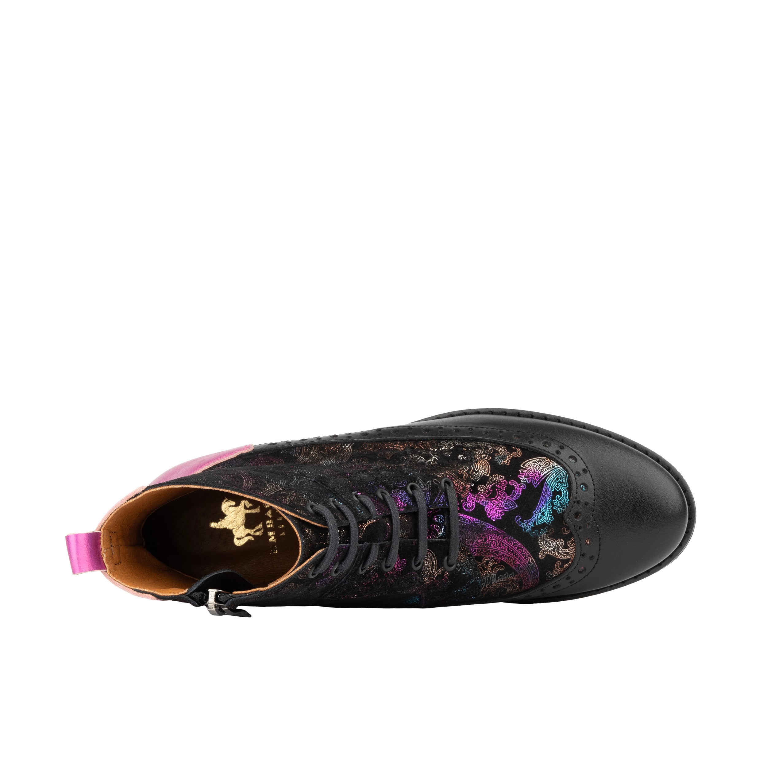 Hatter - Dark Winter Foil & Pink - Women's Leather Ankle Lace-up Boot