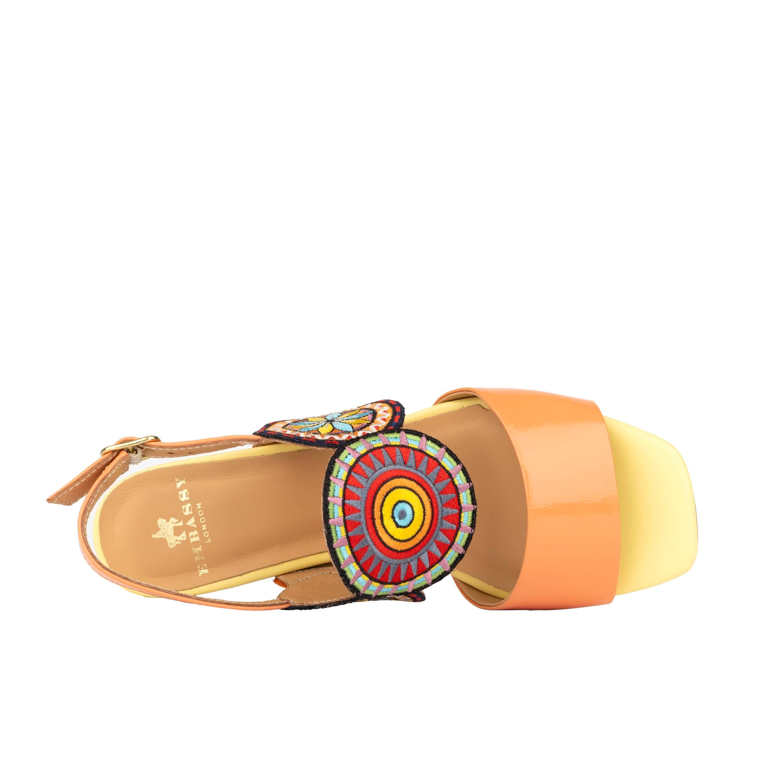 Vibe - Coral Multi - Women's leather heel sandal with open-toe & ankle strap