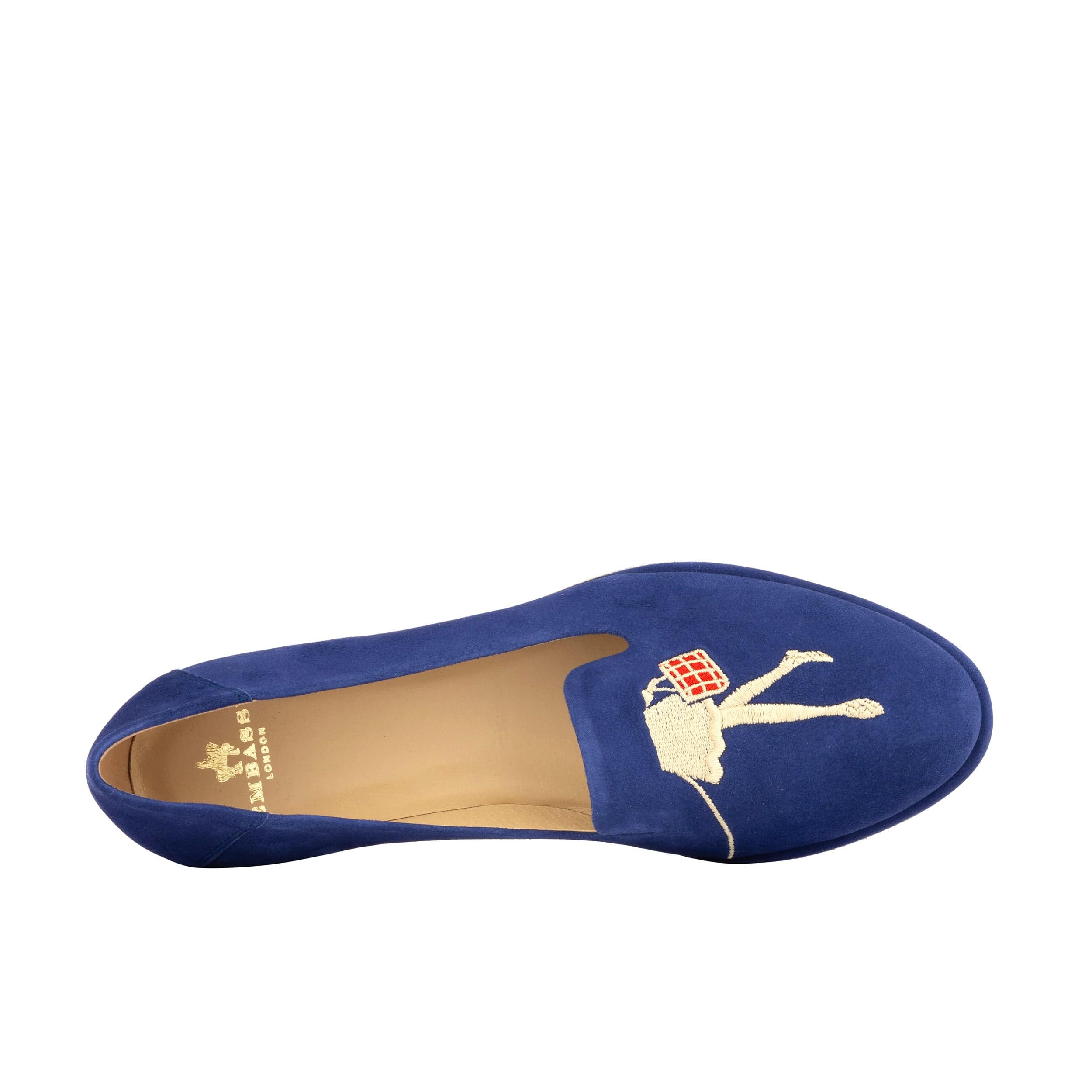 Fetch - Blue - Women's round toe poodle embroidered comfy leather loafer