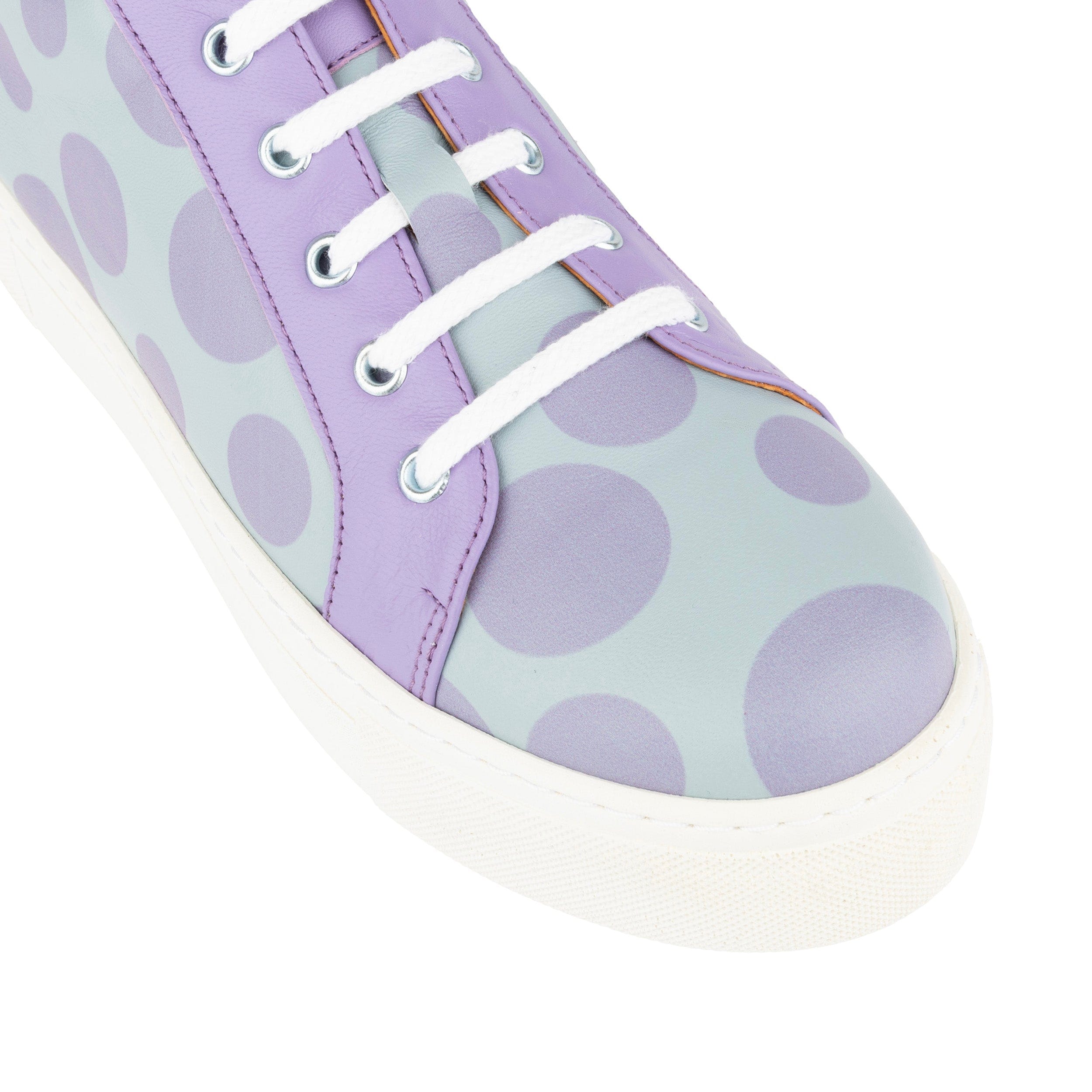 Camila - Pastel Polka Dot - Women's platform sole leather lace-up trainer