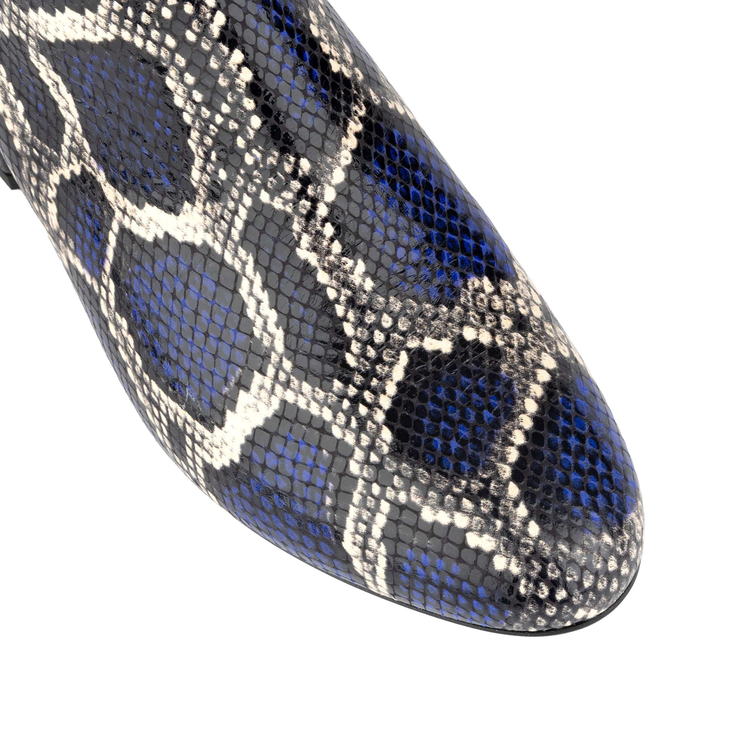 Iris - Blue Snake - Women's leather ankle boot with soft insoles