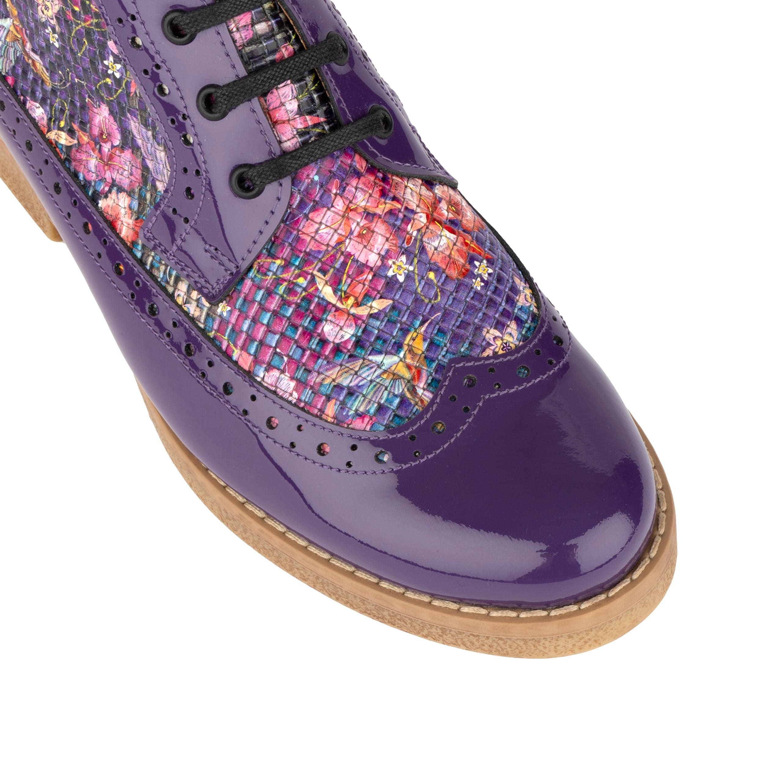 Hatter - Purple & Hummingbird - Women's Leather Ankle Lace-up Boot