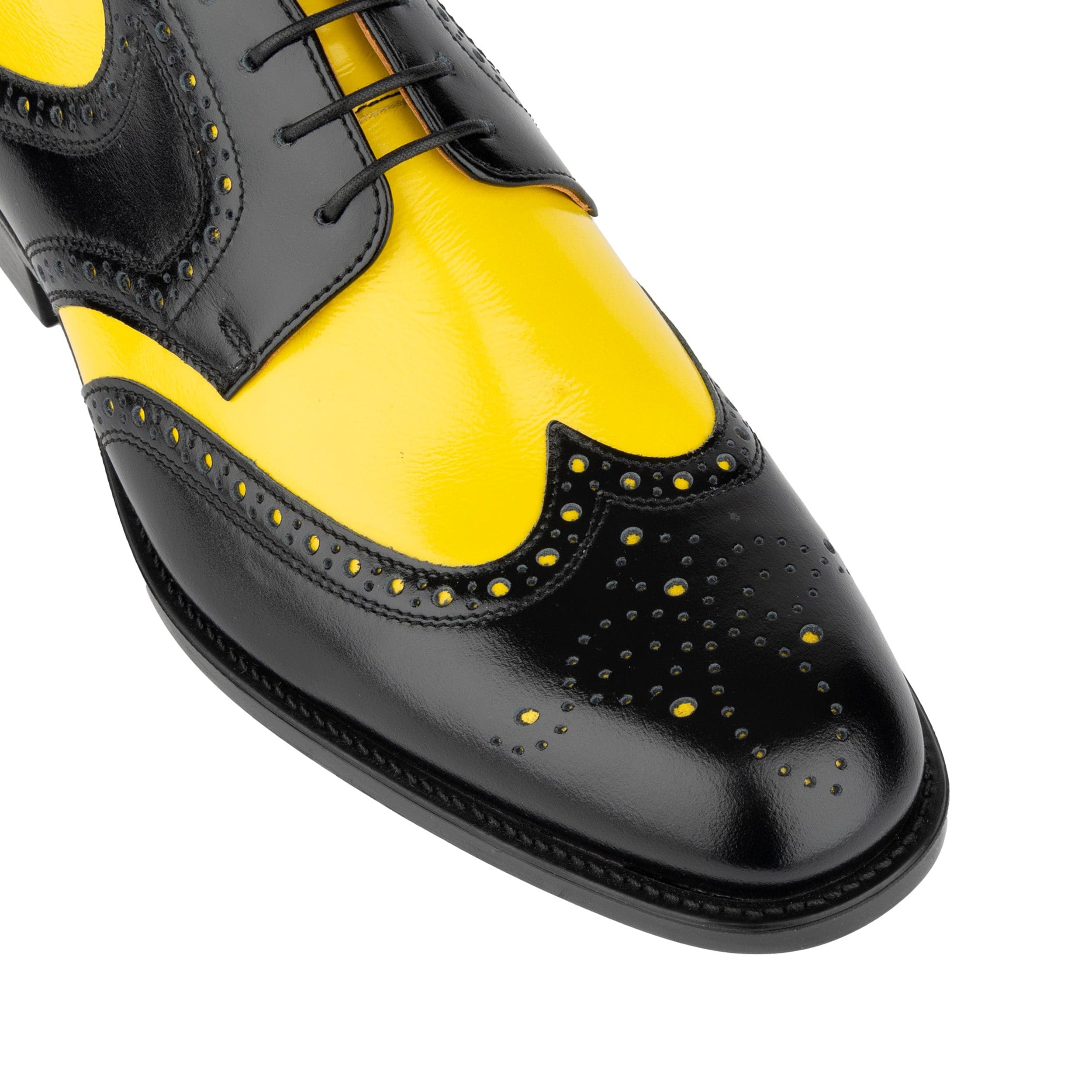 Kensington - Yellow & Black - Men's leather brogue lace-up