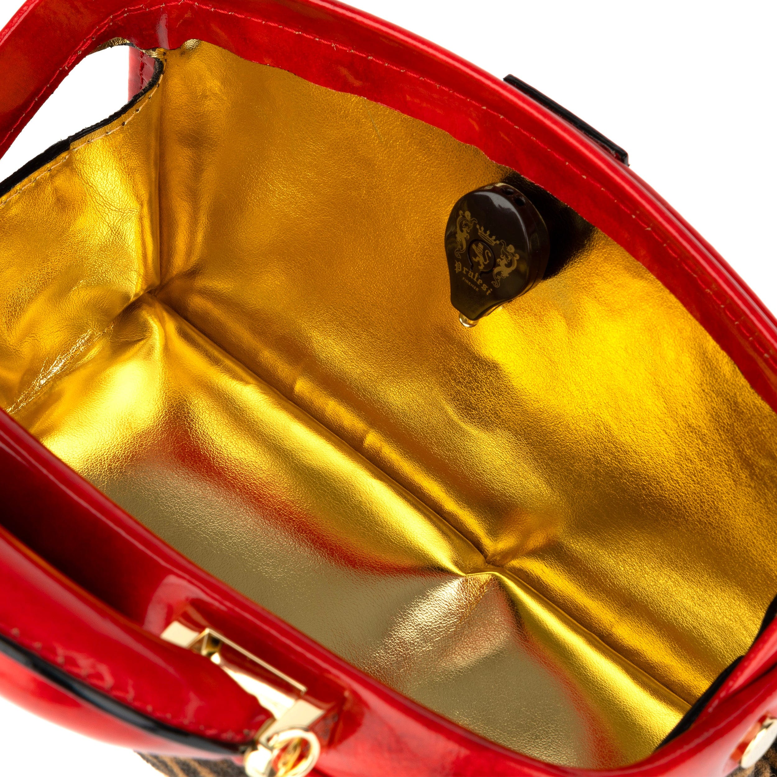 Gazelle Mini - Leopard & Red - Women's mini bowling bag with handle and strap