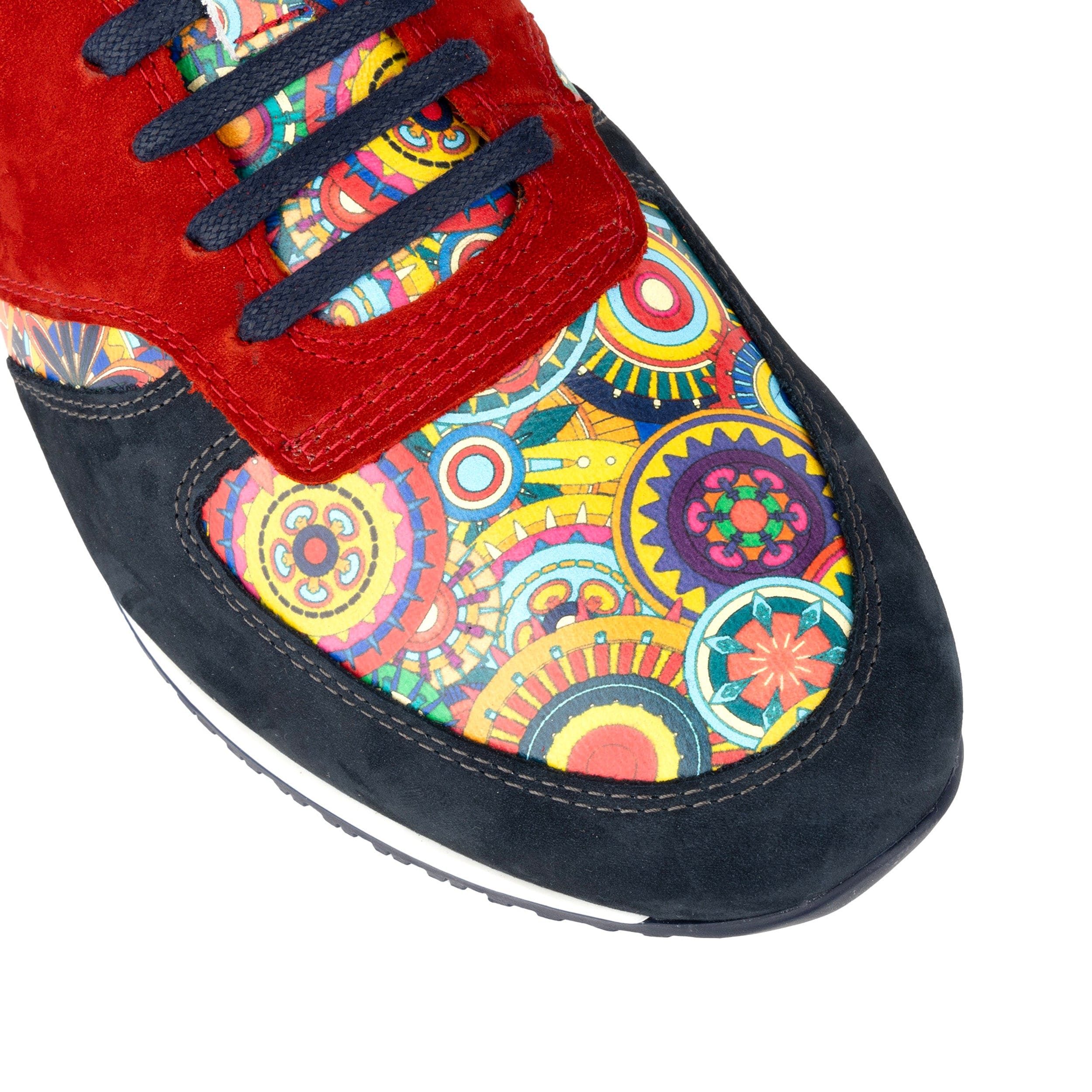 San Francisco - Navy & Red Signature - Men's lace-up leather & suede trainer
