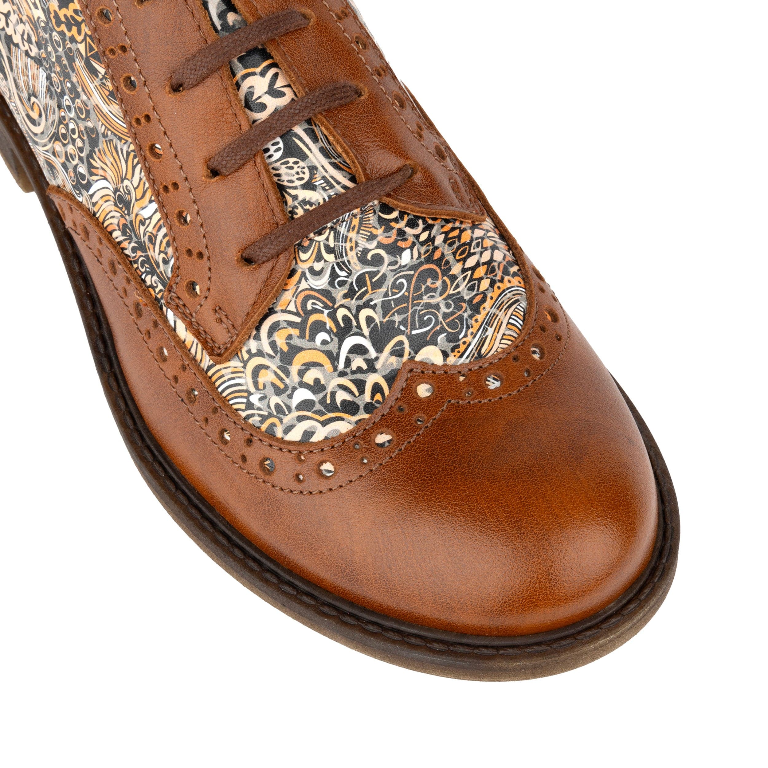 DreamFiters - Brown Signature - Women's round toe leather derby shoe on durable rubber sole