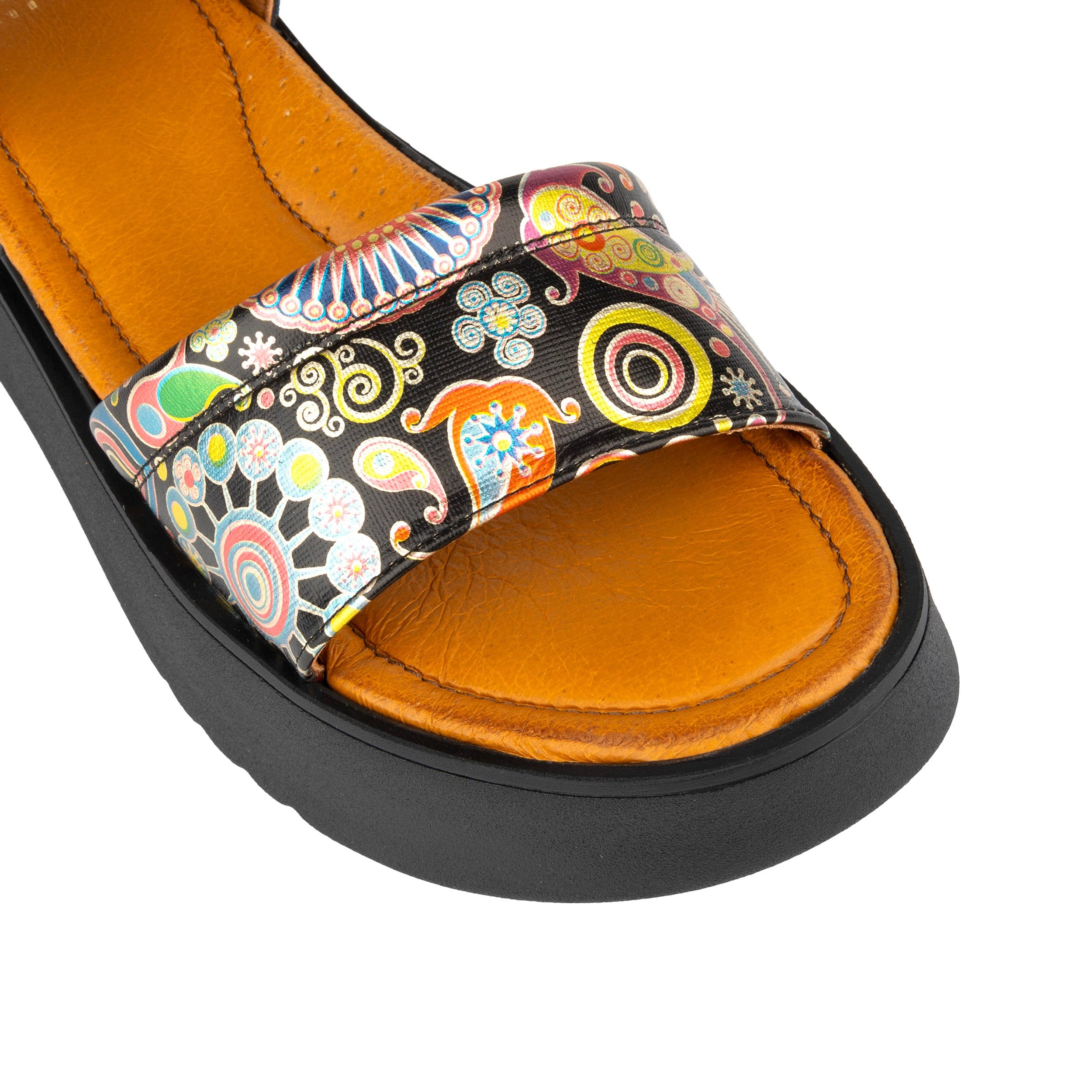 AMALFI - NAVY PINK - Women's 1.3 inch flatform colourful strappy leather sandal