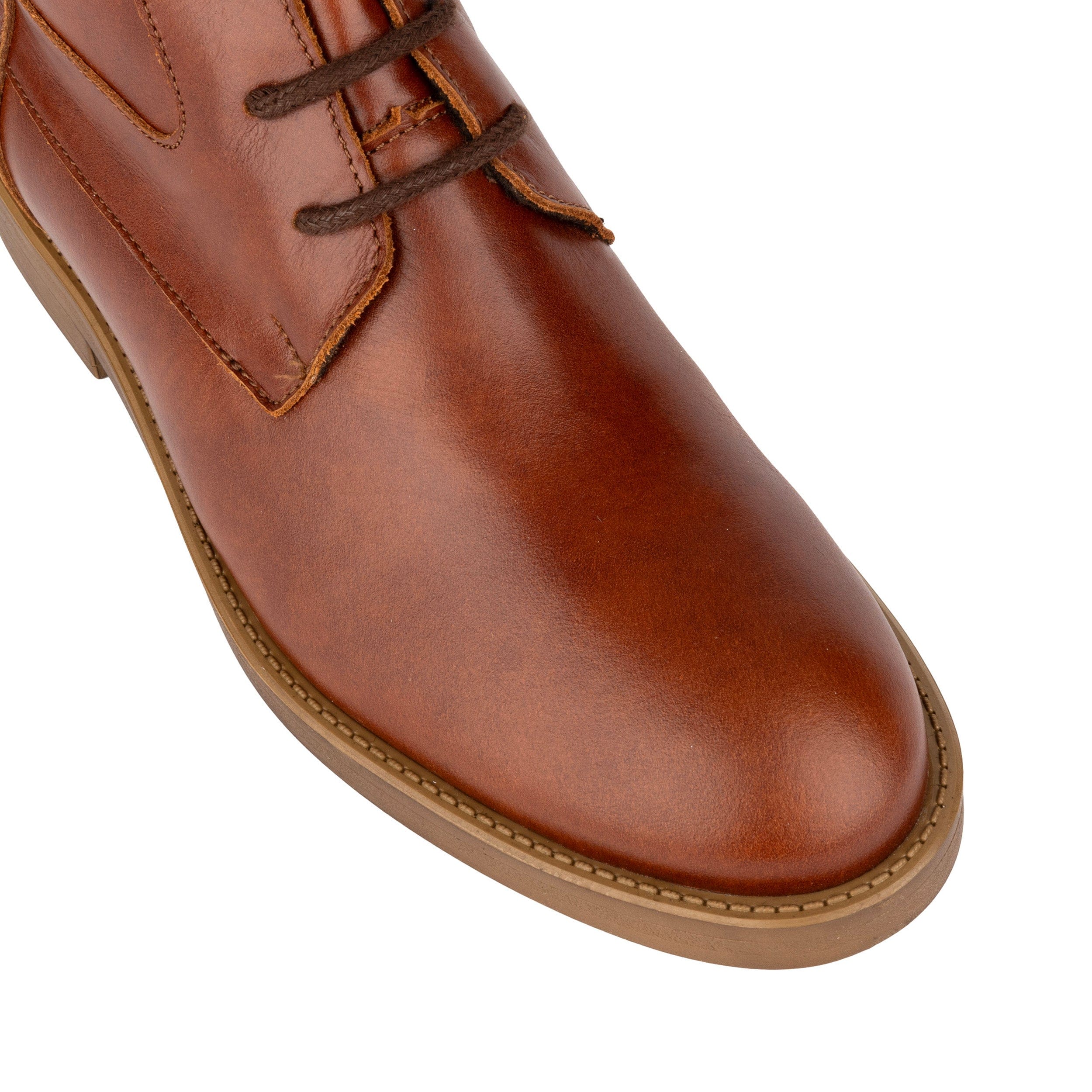 Didi Wool - Brown - Women's leather lace-up and zip-up round toe combat boot