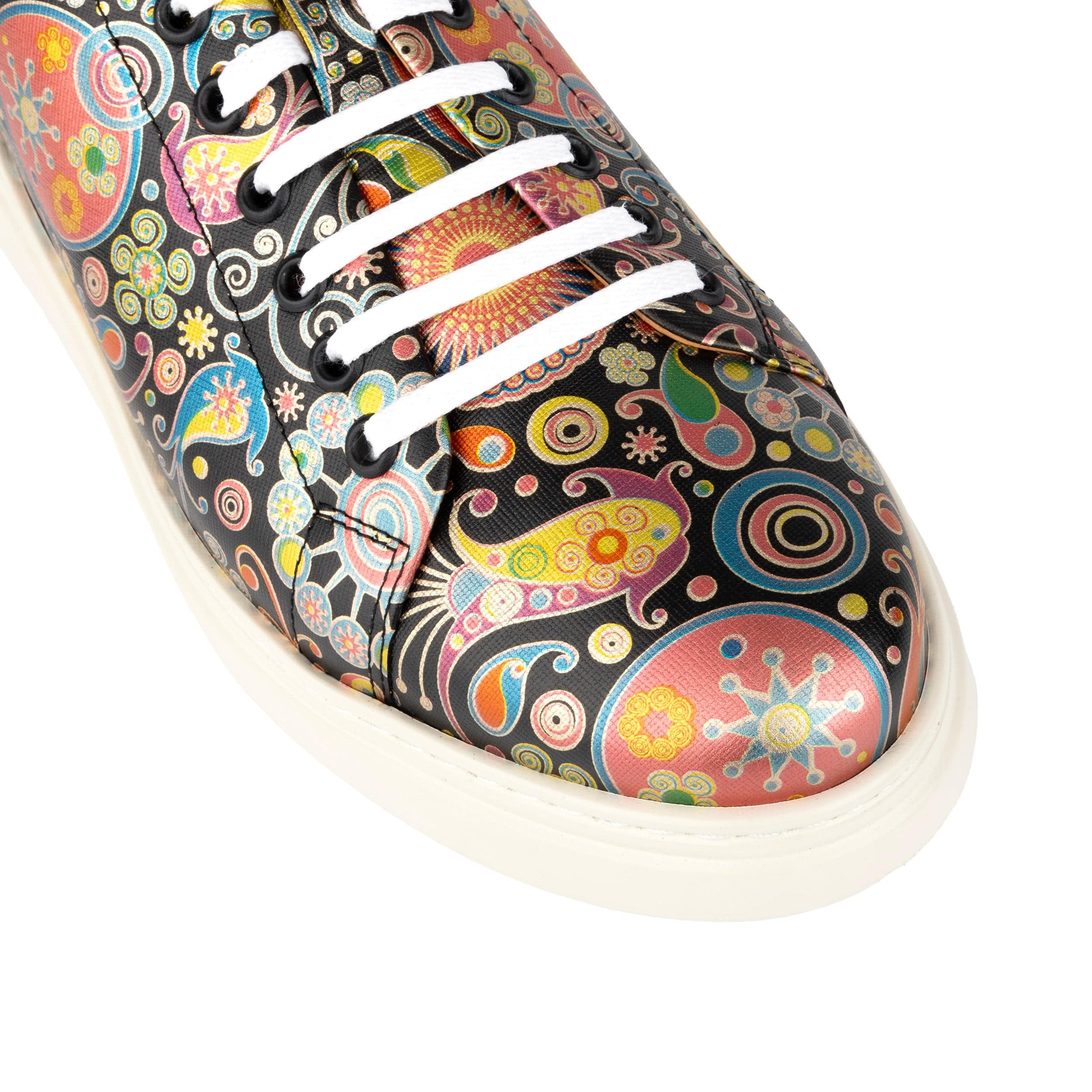 Sun City - Navy & Pink - Men's white sole trainer in eye catching soft leather