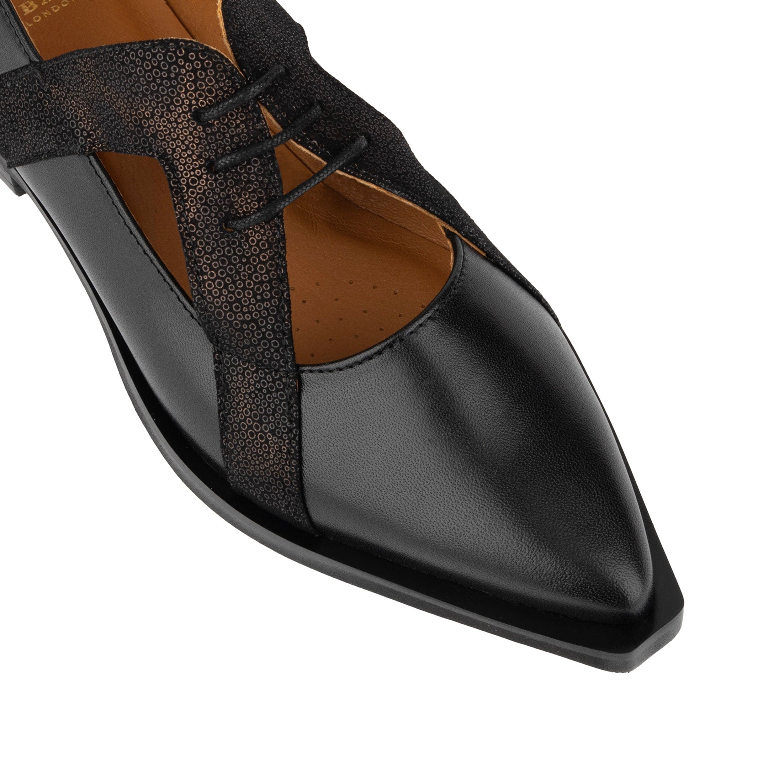 Harlowe - Black - Women's cutout leather lace up shoe