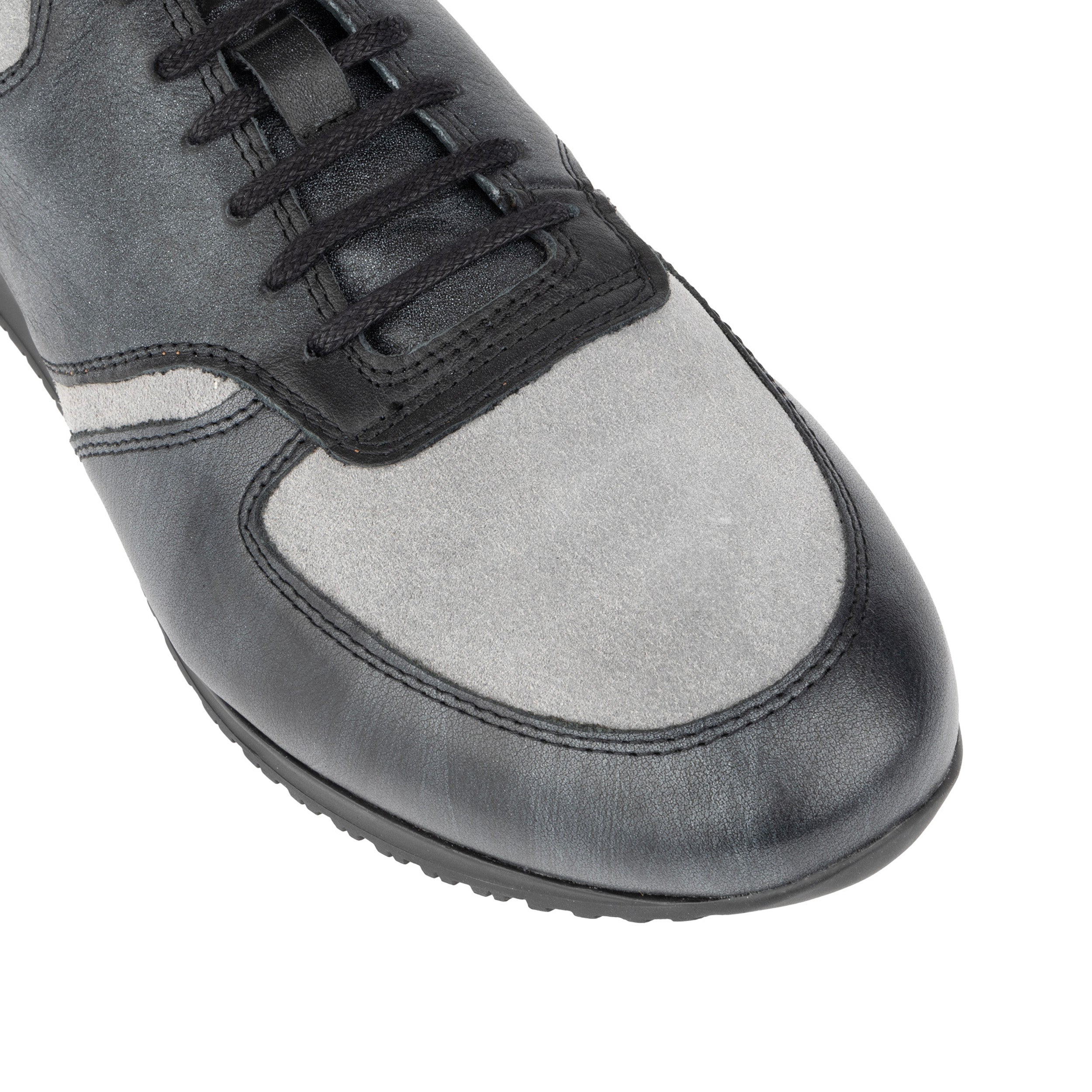 San Francisco - Grey & Grey - Men's lace-up leather & suede trainer