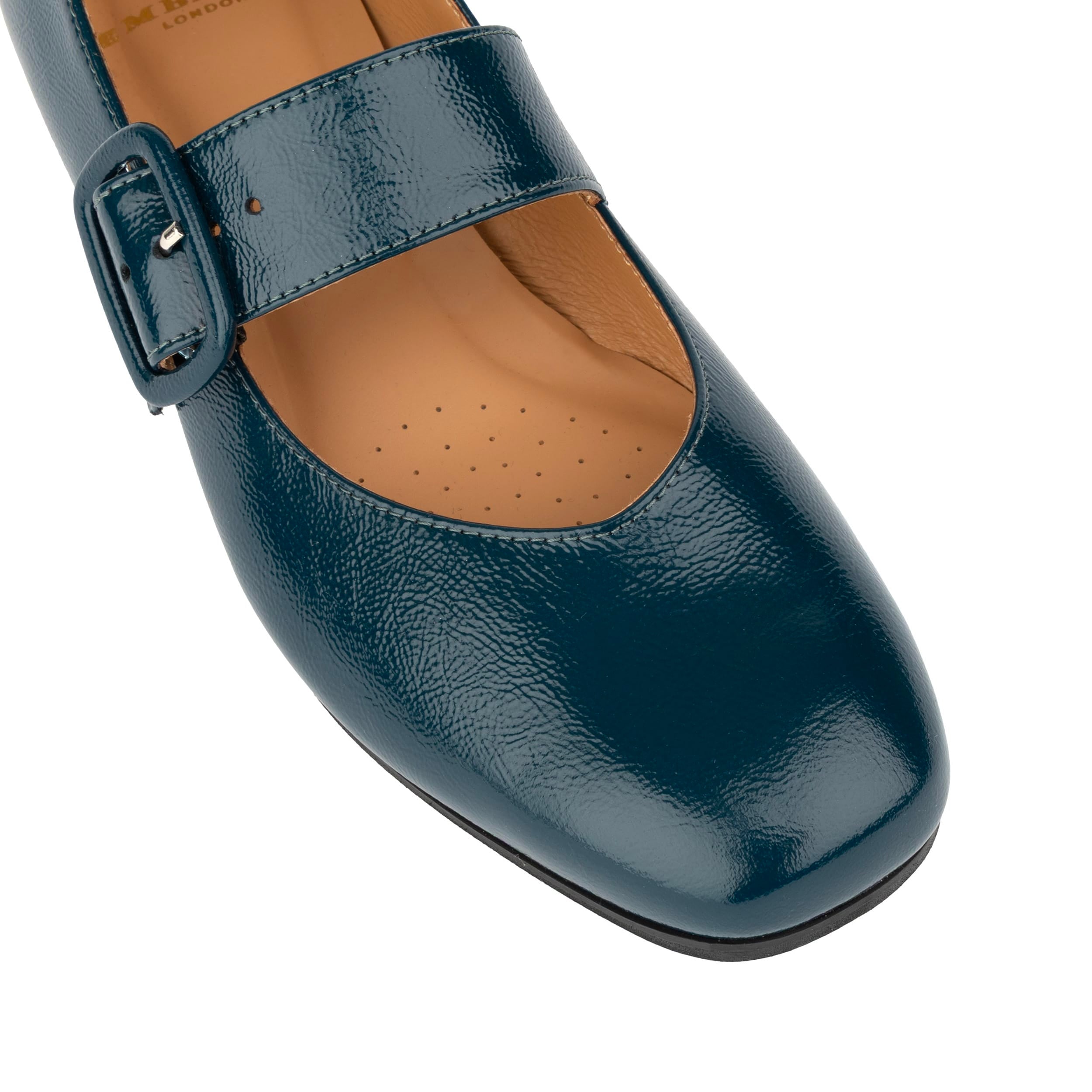Bliss - Dark Teal - Women's block heel square toe patent leather Mary-Jane