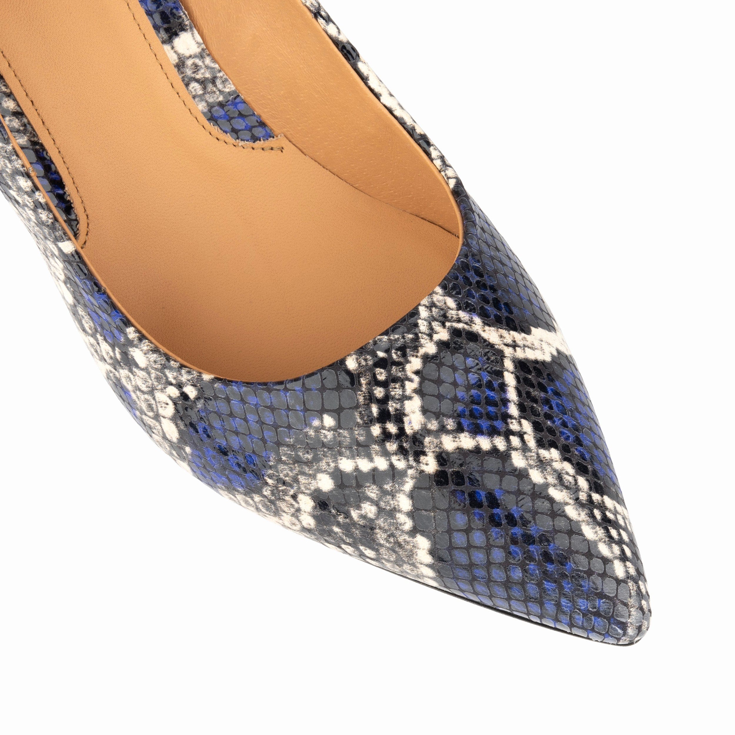 Sophia Hollywood - Blue Snake - Women’s Blue Snakeskin Leather Pointed Pump