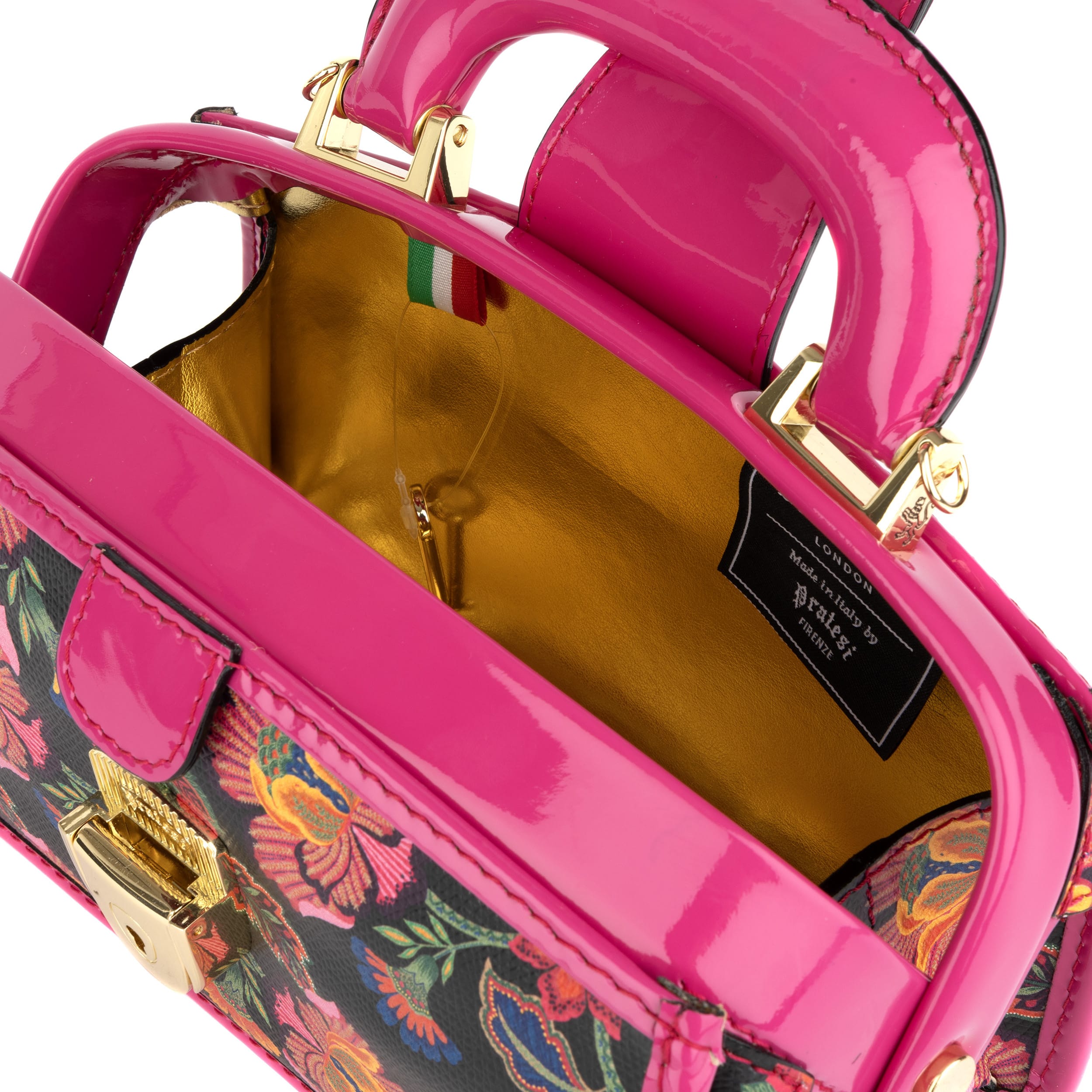 Gazelle Mini - Red Flowers - Women’s mini patent leather top handle & crossbody bag