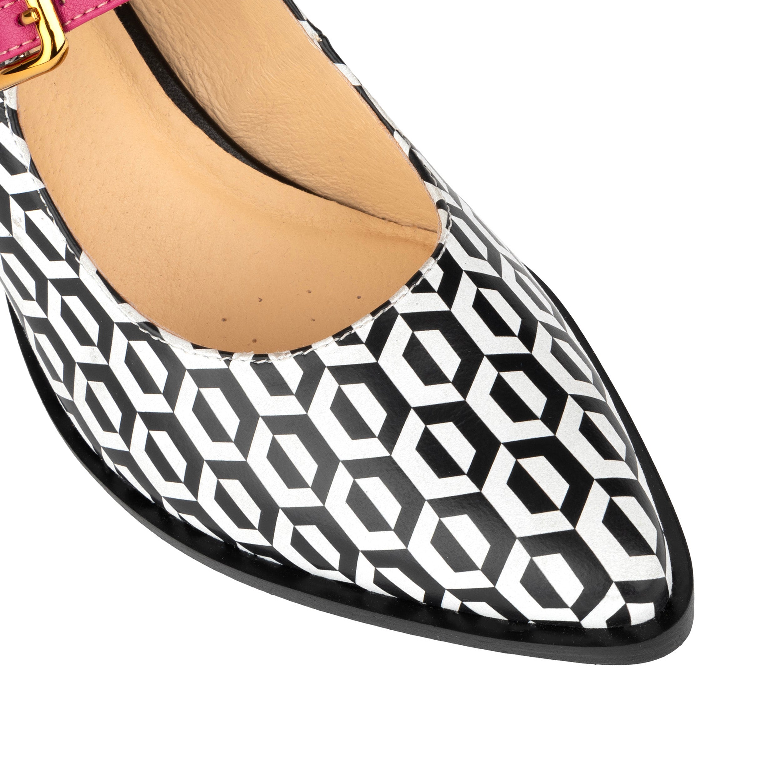 Hyde - Pink & Hexa Print - Women's Leather Mary Jane Pump