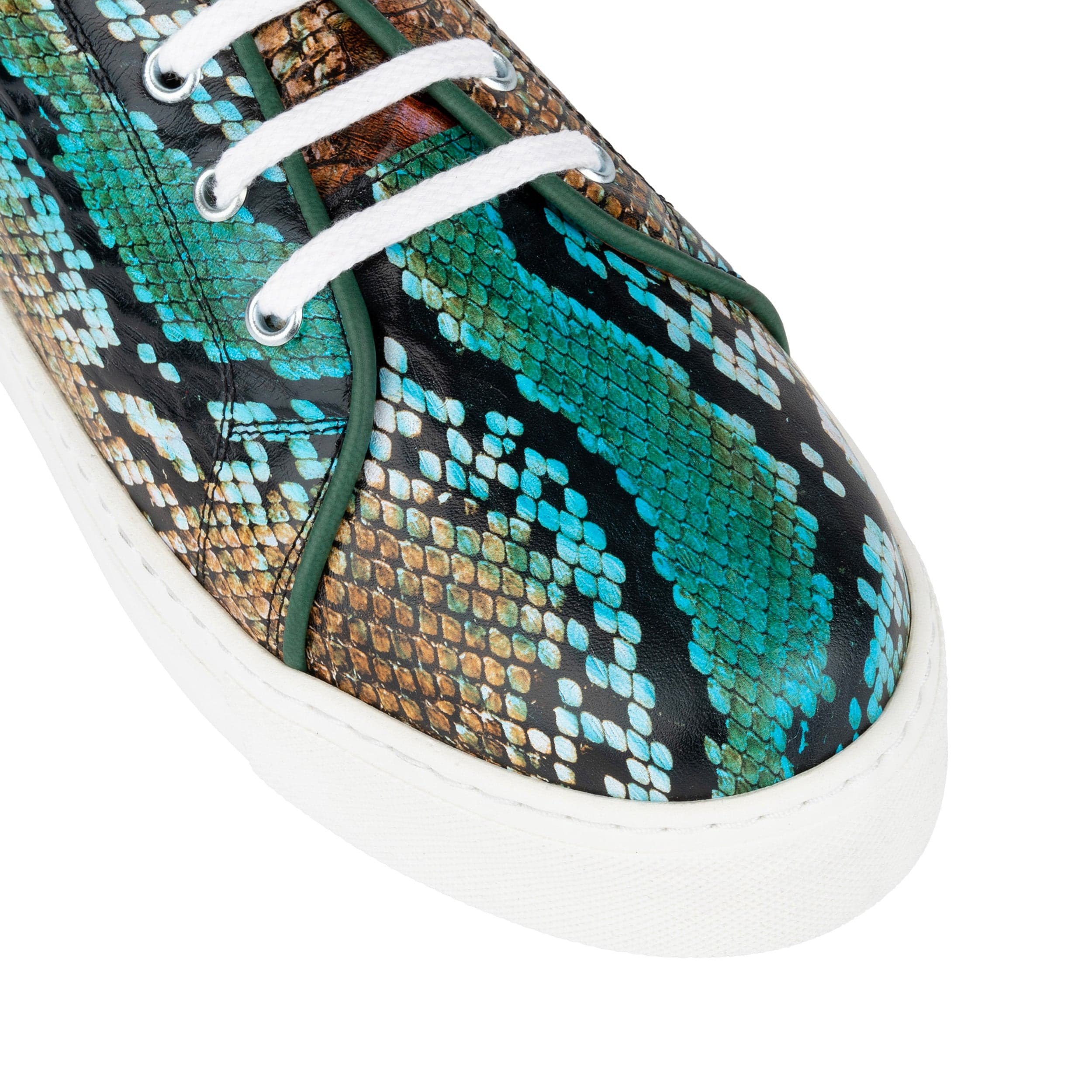 Camila - Green & Brown Snake - Women’s Chunky Leather Platform Trainer