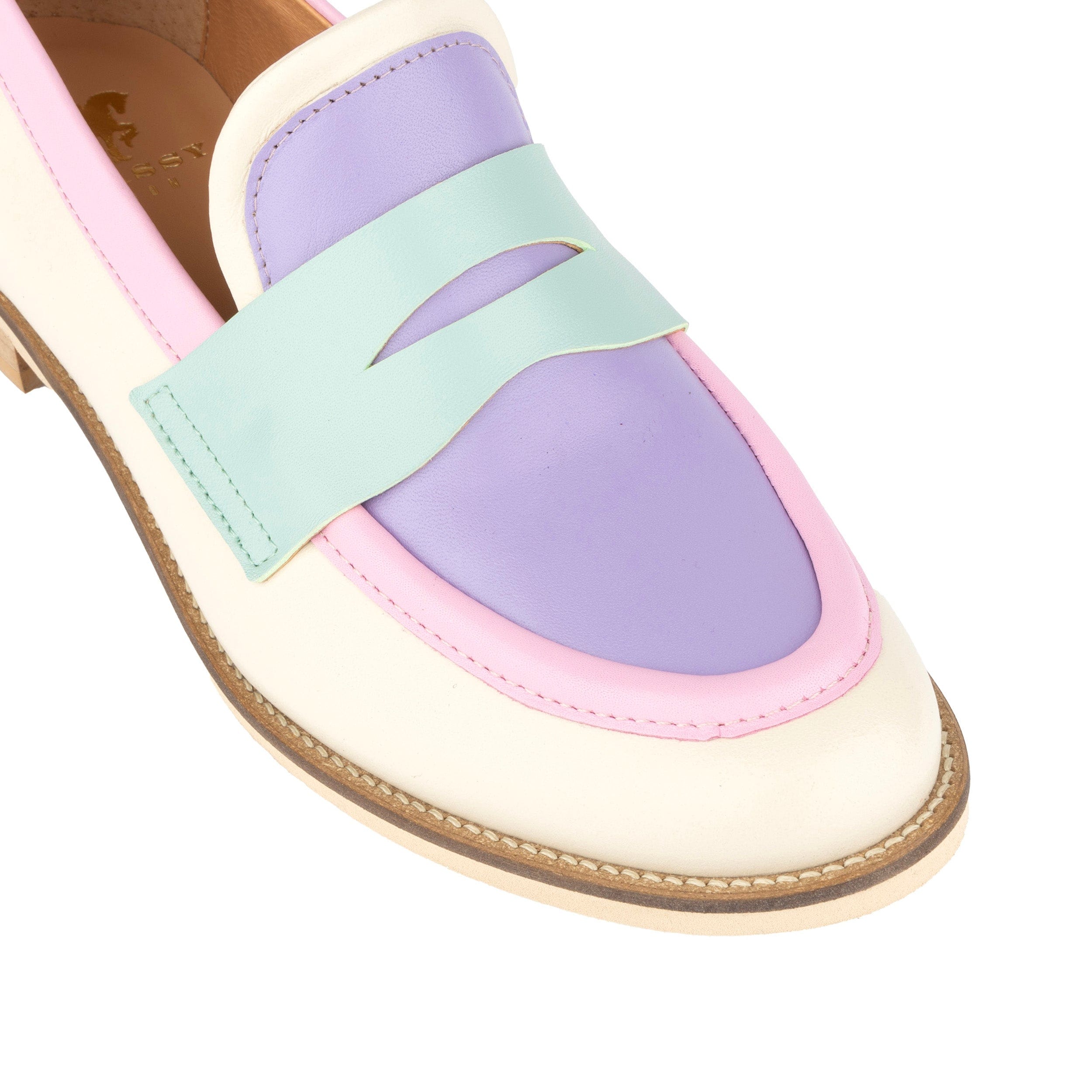 Kay - Multi Pastel - Women's leather dressy almond toe loafer in pastel colours