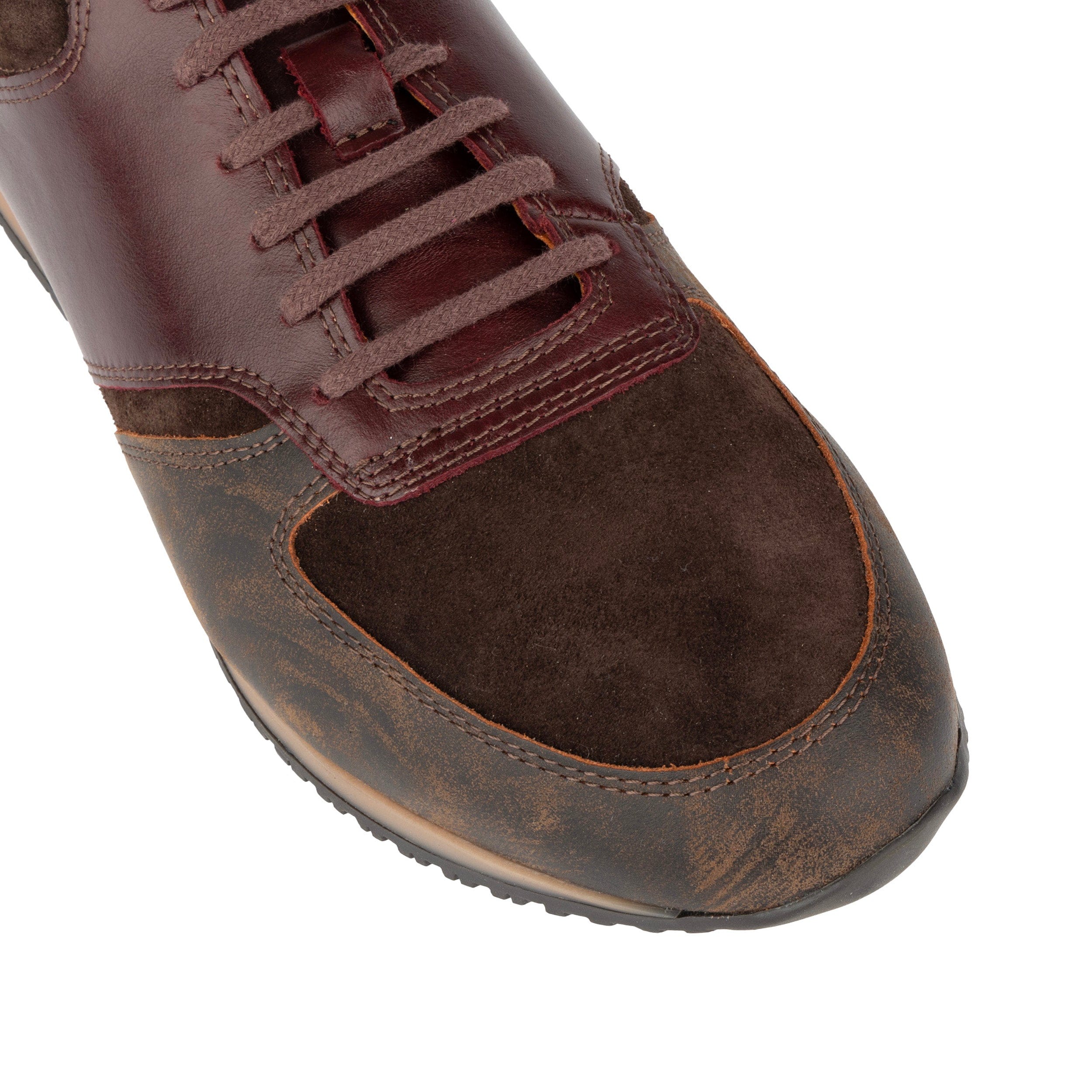 San Francisco - Brown & Burgundy - Men's lace-up leather & suede trainer