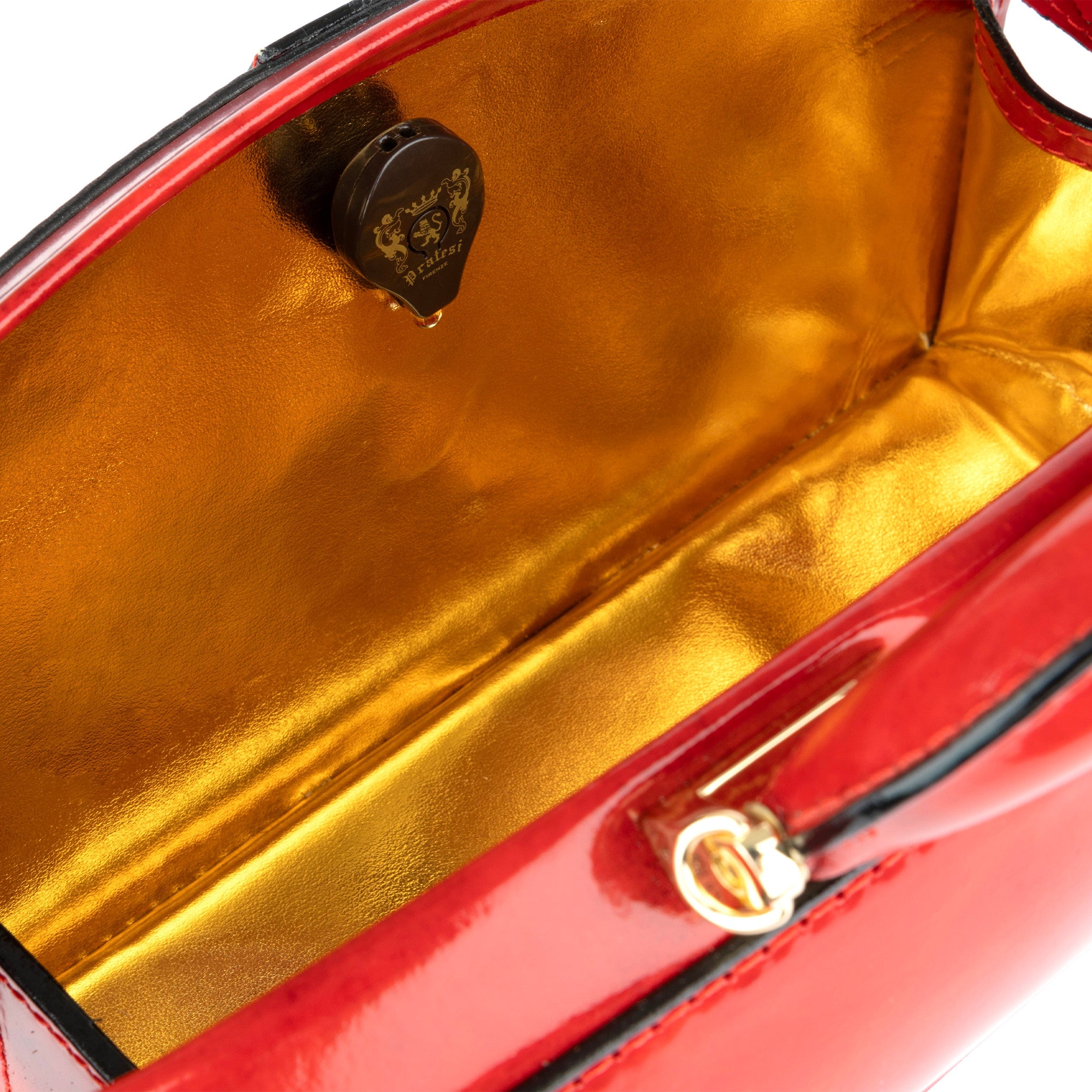 Gazelle - Red - Women's patent bowling bag with handle and strap