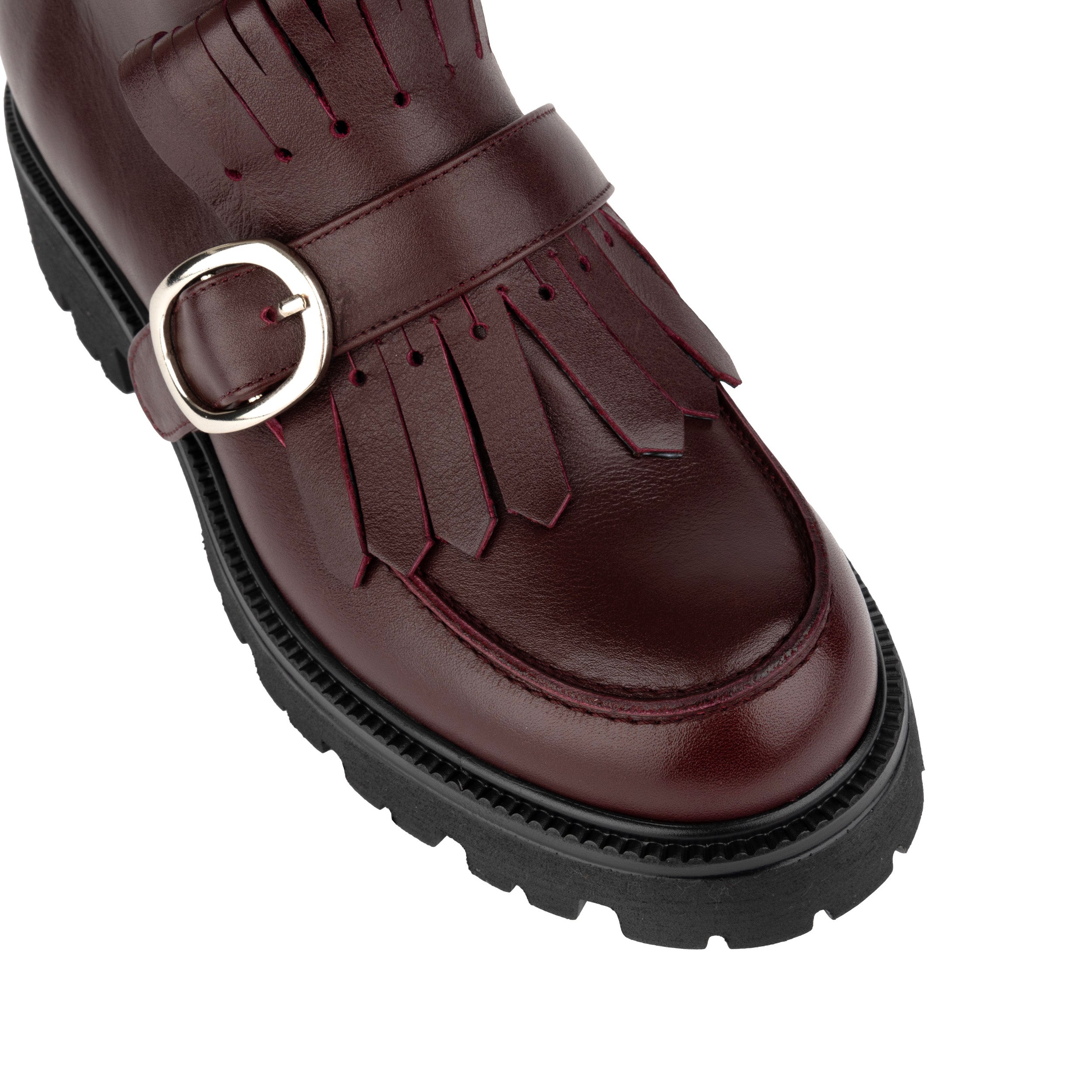 Dominus – Burgundy – Fringed Monk Strap Ankle Boot
