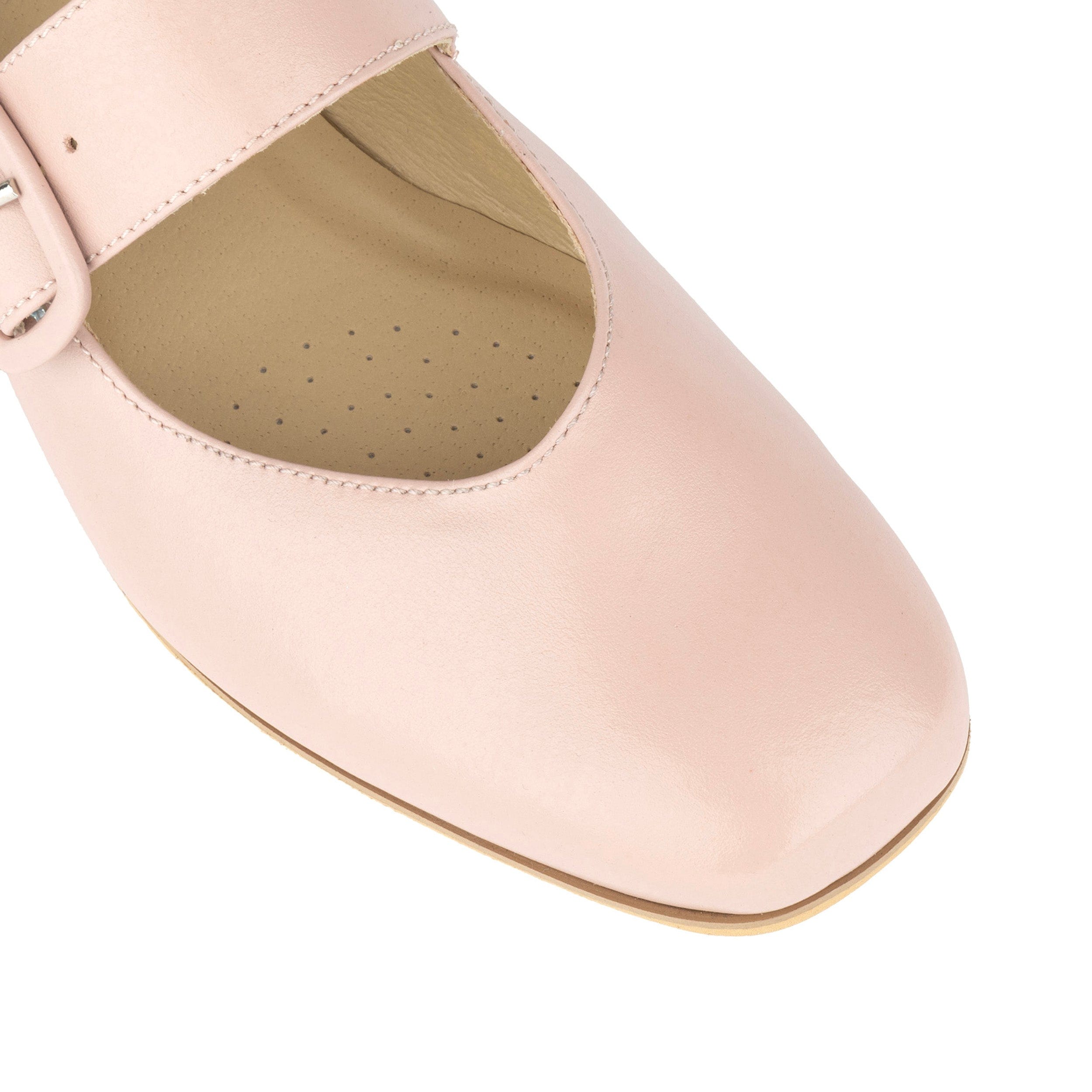 Bliss - Pink - Women's block heel square toe leather Mary-Jane