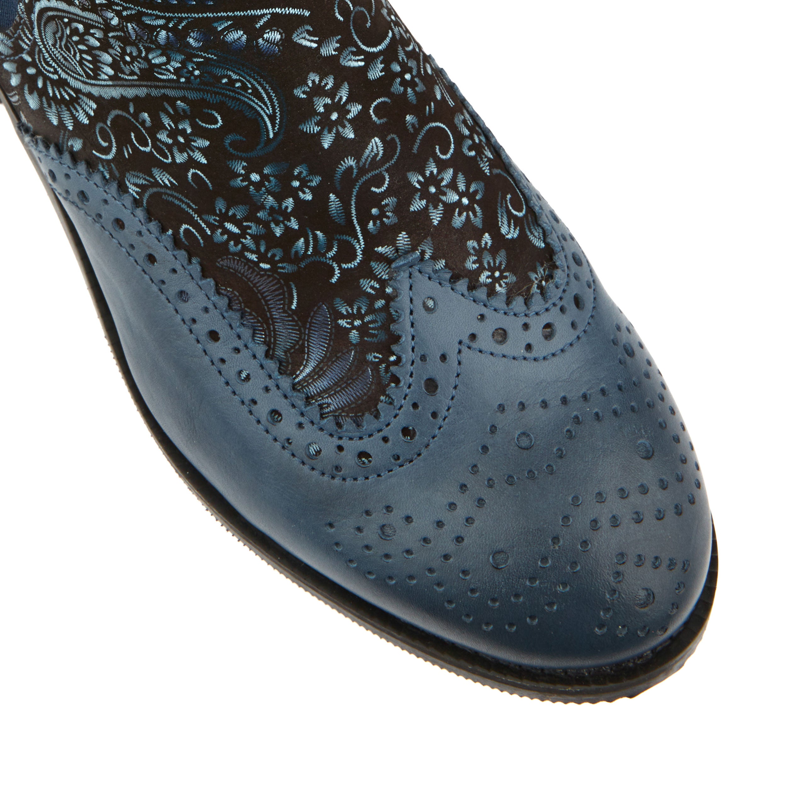 Mamacita - Silver Blue - Women's almond toe chelsea boot with wingtip brogue detail