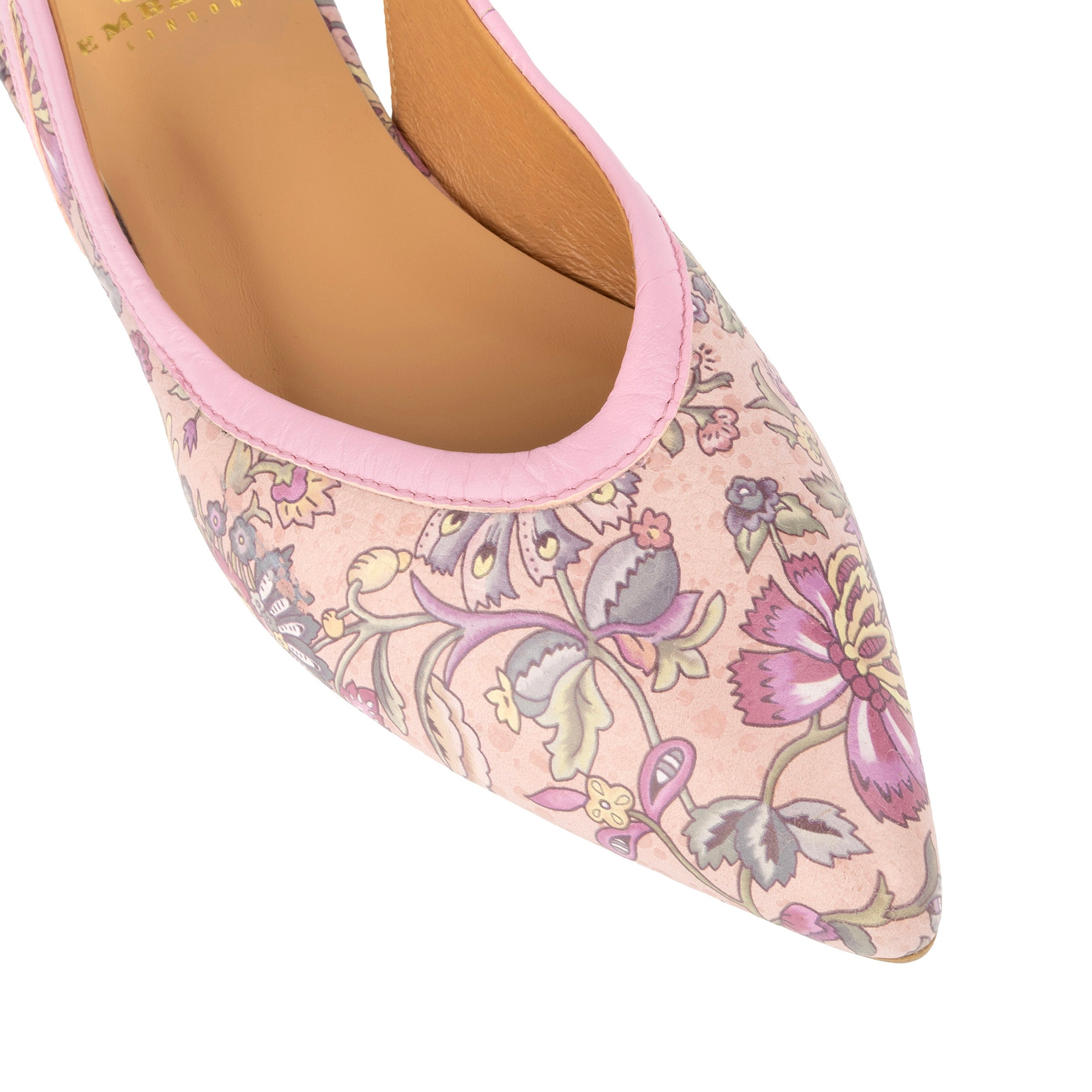 Holly - Pink Paisley - Women's Leather Flat Slingback