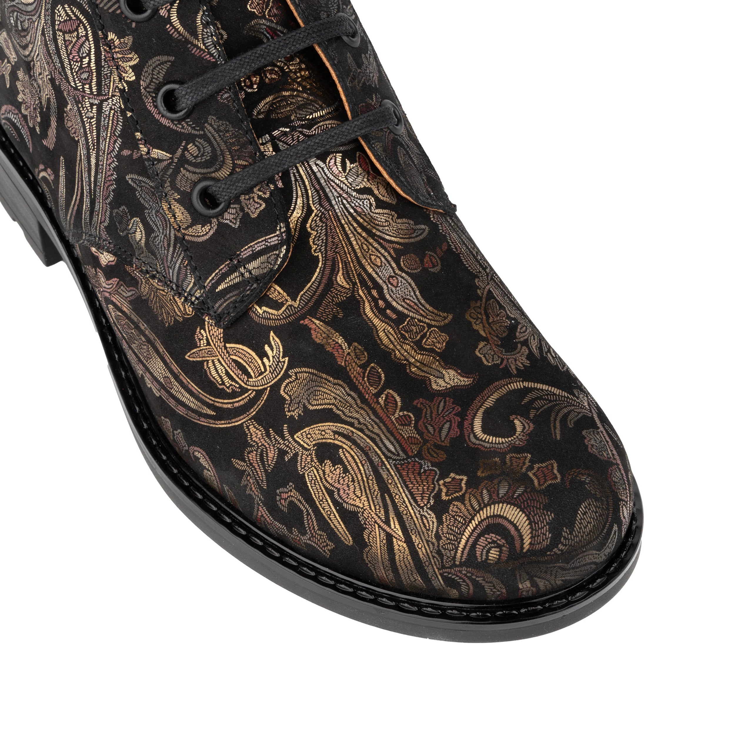 Laviva High - Black & Gold & Burgundy - Women's leather wide-fit high ankle boot