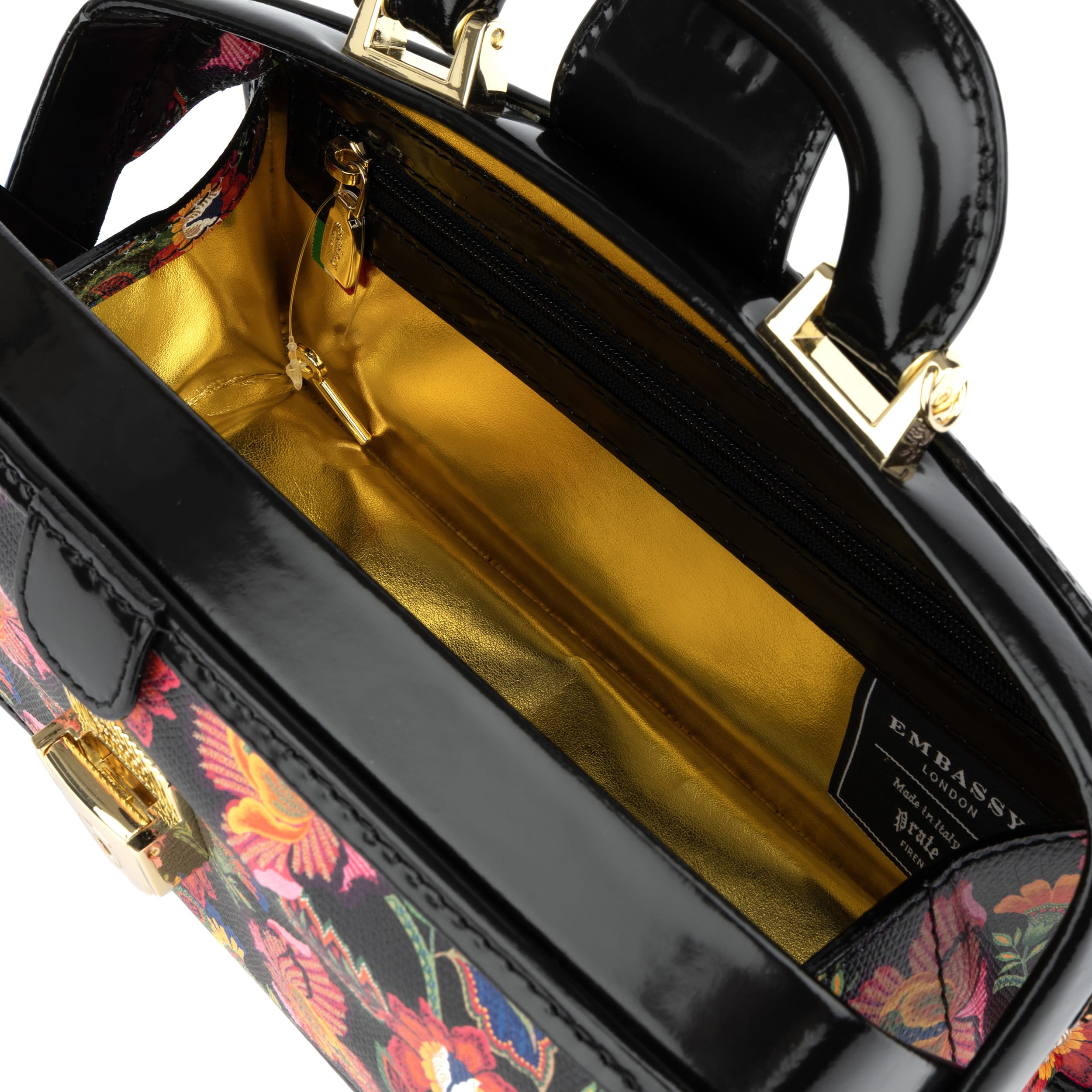 Gazelle - Red Flowers - Women’s patent leather top handle & crossbody bag