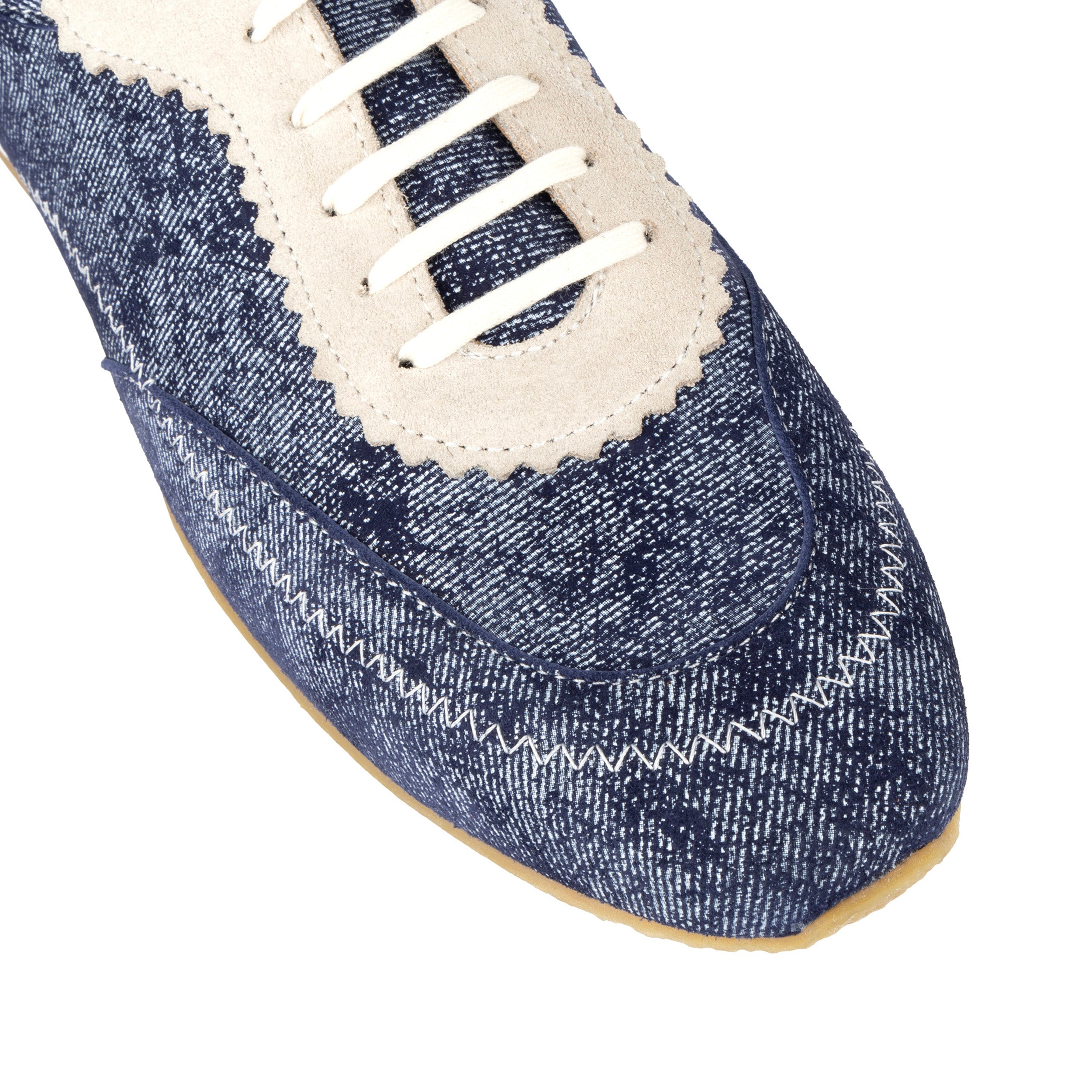 Shoreditch - Denim - Women's Suede & Denim Slim Trainer