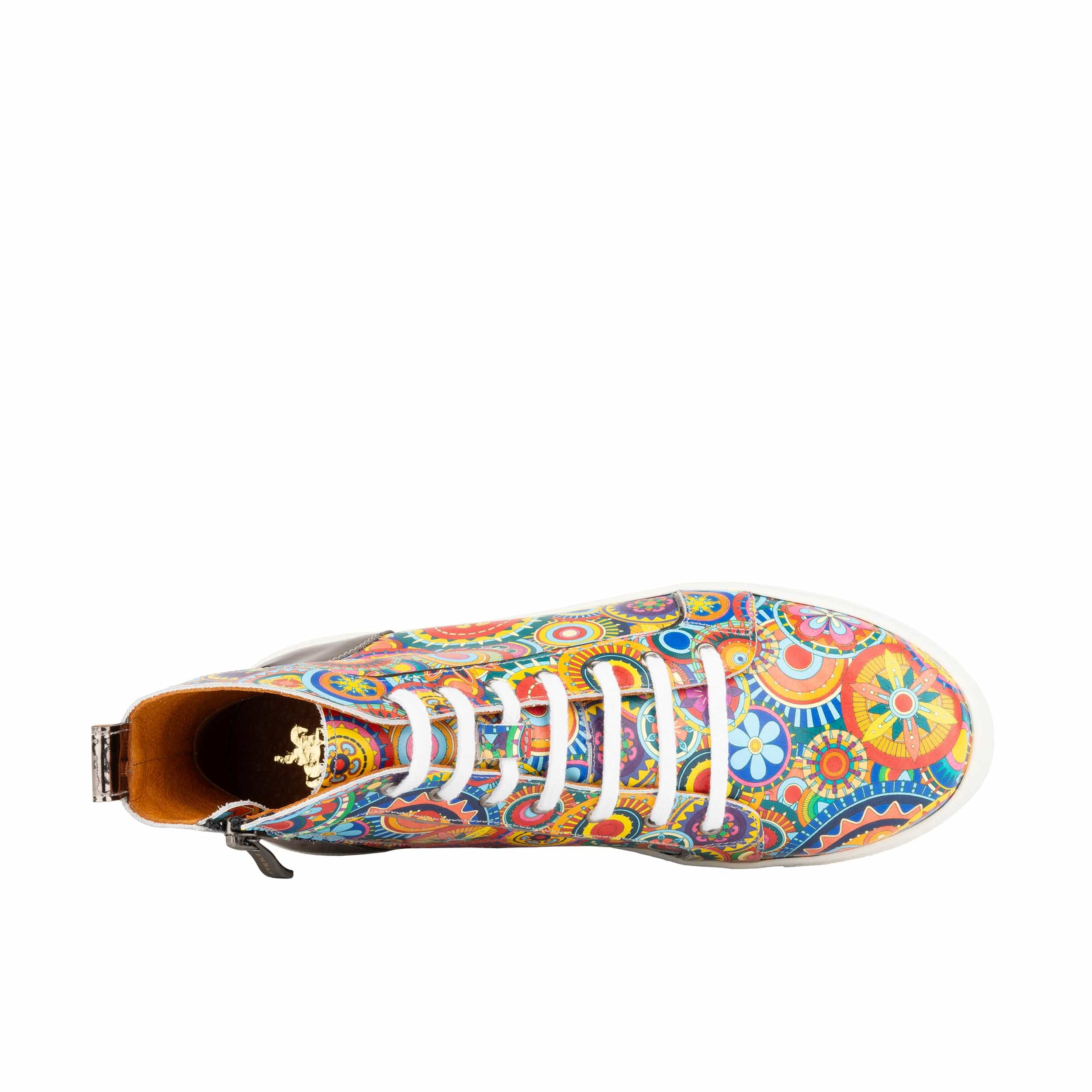 Camila High - Signature Print - Women's platform sole leather high-top metallic detail trainer